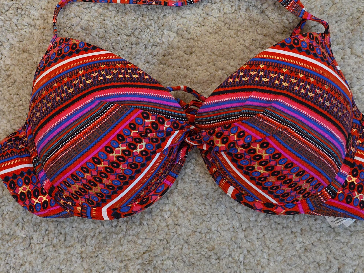 Colorful patterned bikini top thumbnail