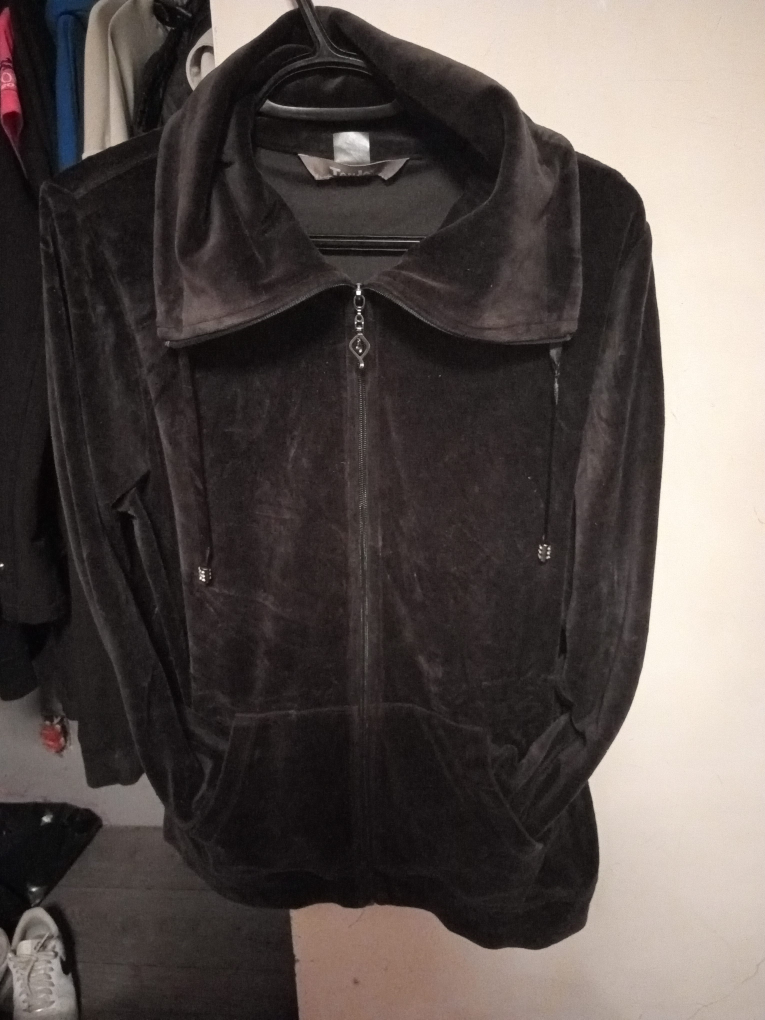 Tanjay Black Velour Zip-Up Jacket thumbnail