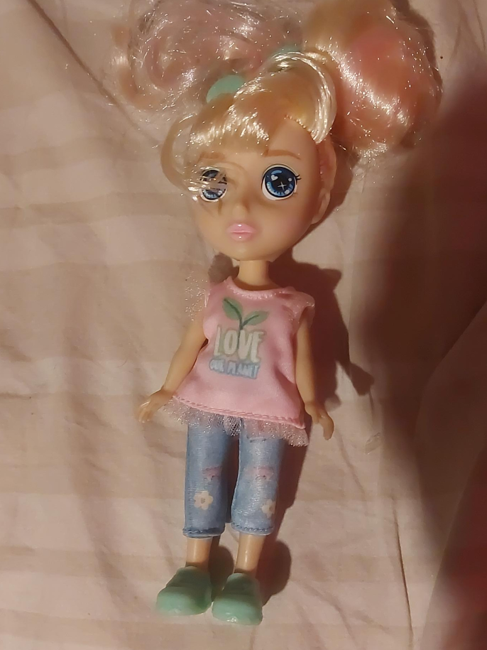 Small Fashion Doll with 'Love Our Planet' Top thumbnail