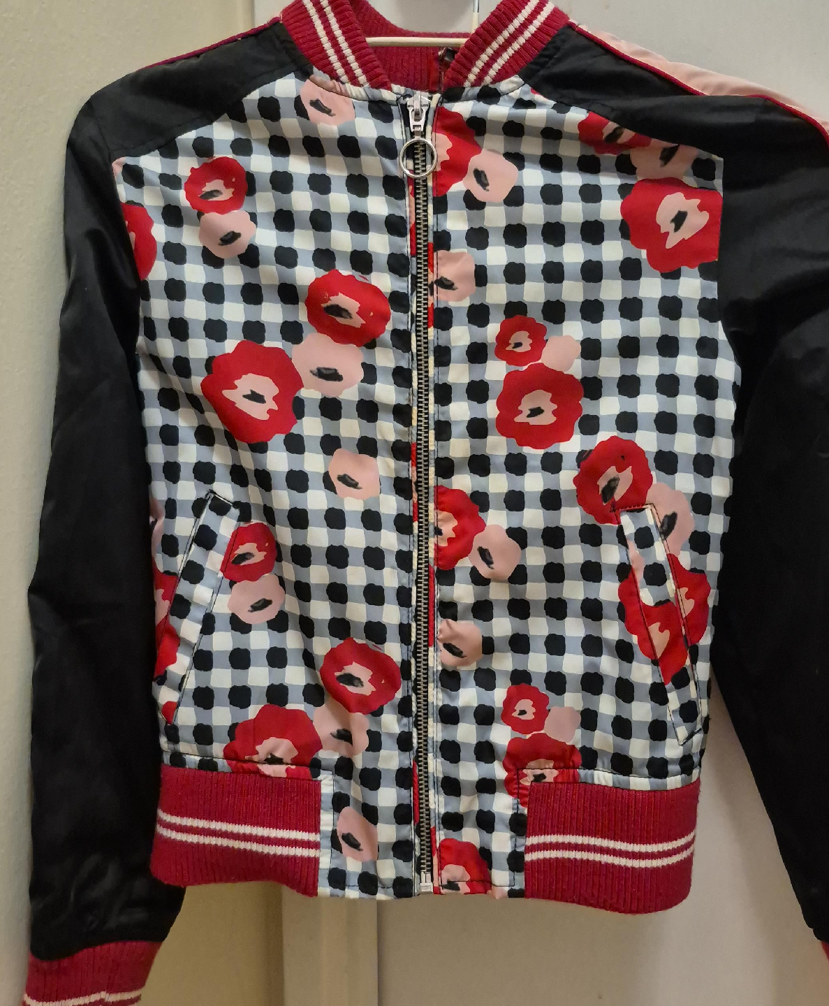 Floral Gingham Bomber Jacket thumbnail
