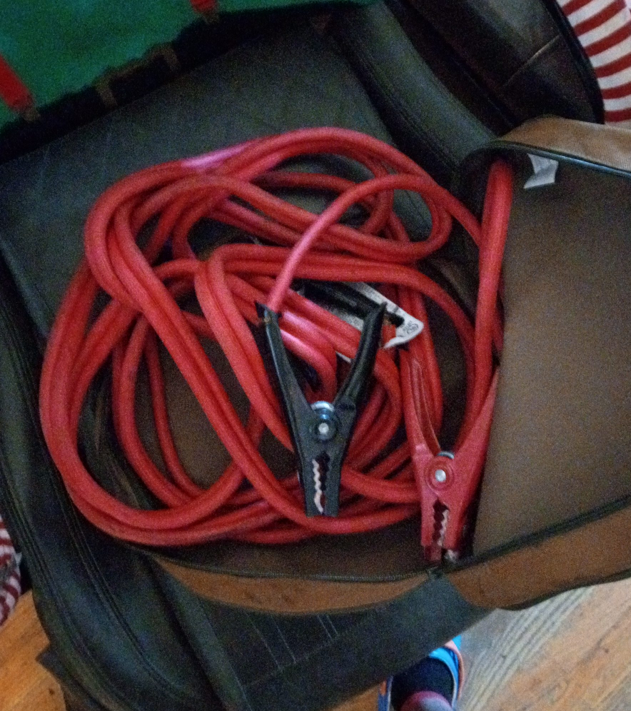 Red Jumper Cables with Case