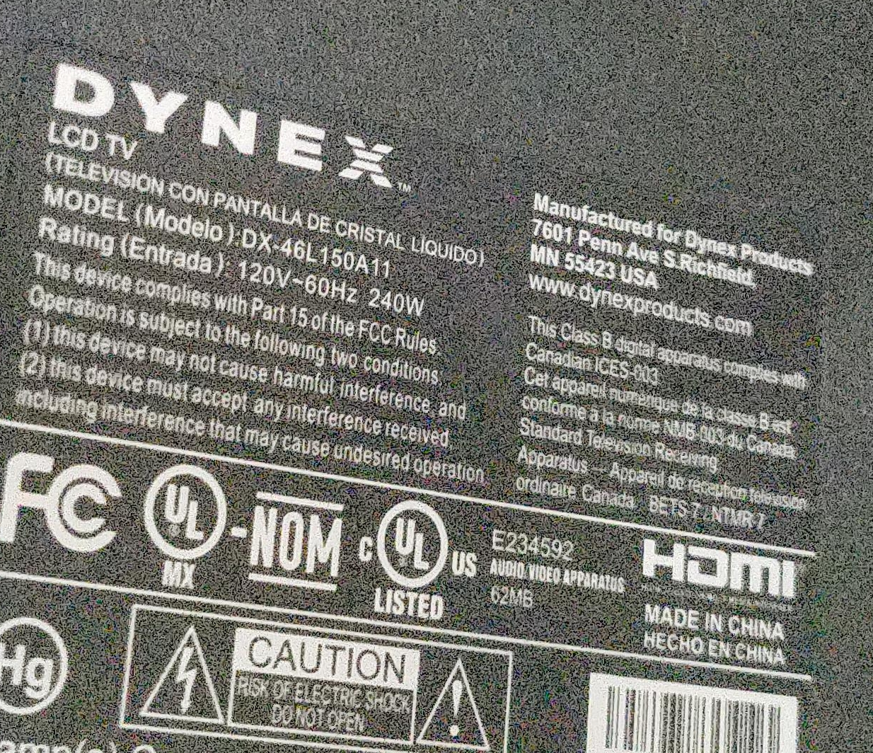Dynex 46" LCD TV Model DX-46L150A11 thumbnail