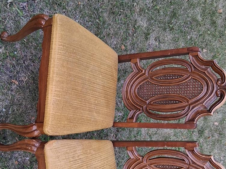 Antique Wooden Chair with Woven Back thumbnail