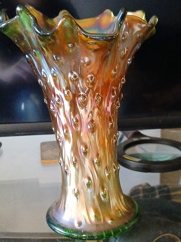 Textured Carnival Glass Vase
