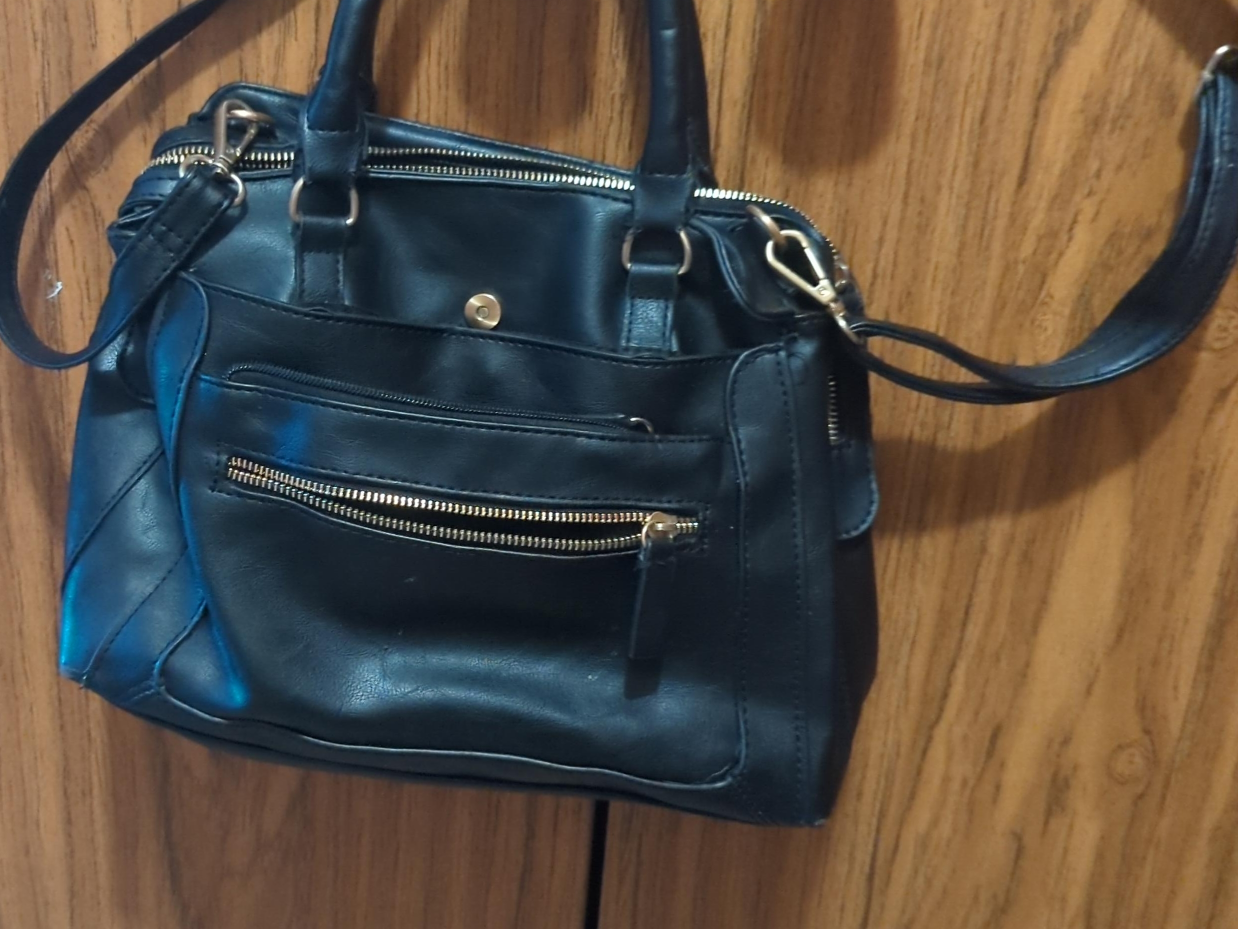 Black Handbag with Gold Zippers thumbnail