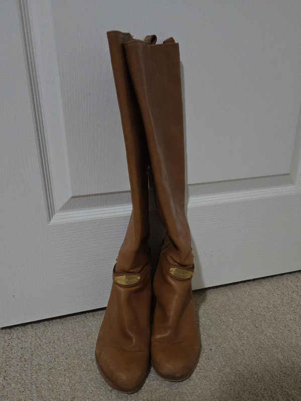 Michael Kors Brown Leather Riding Boots thumbnail