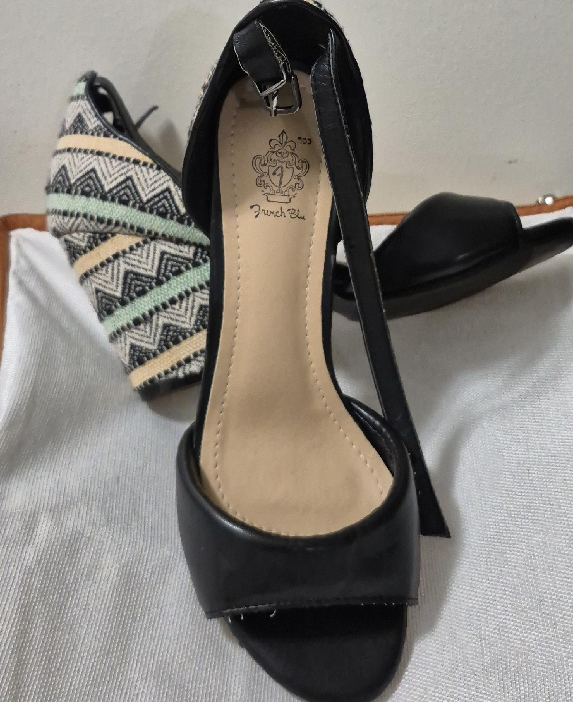 French Blue Black Heels