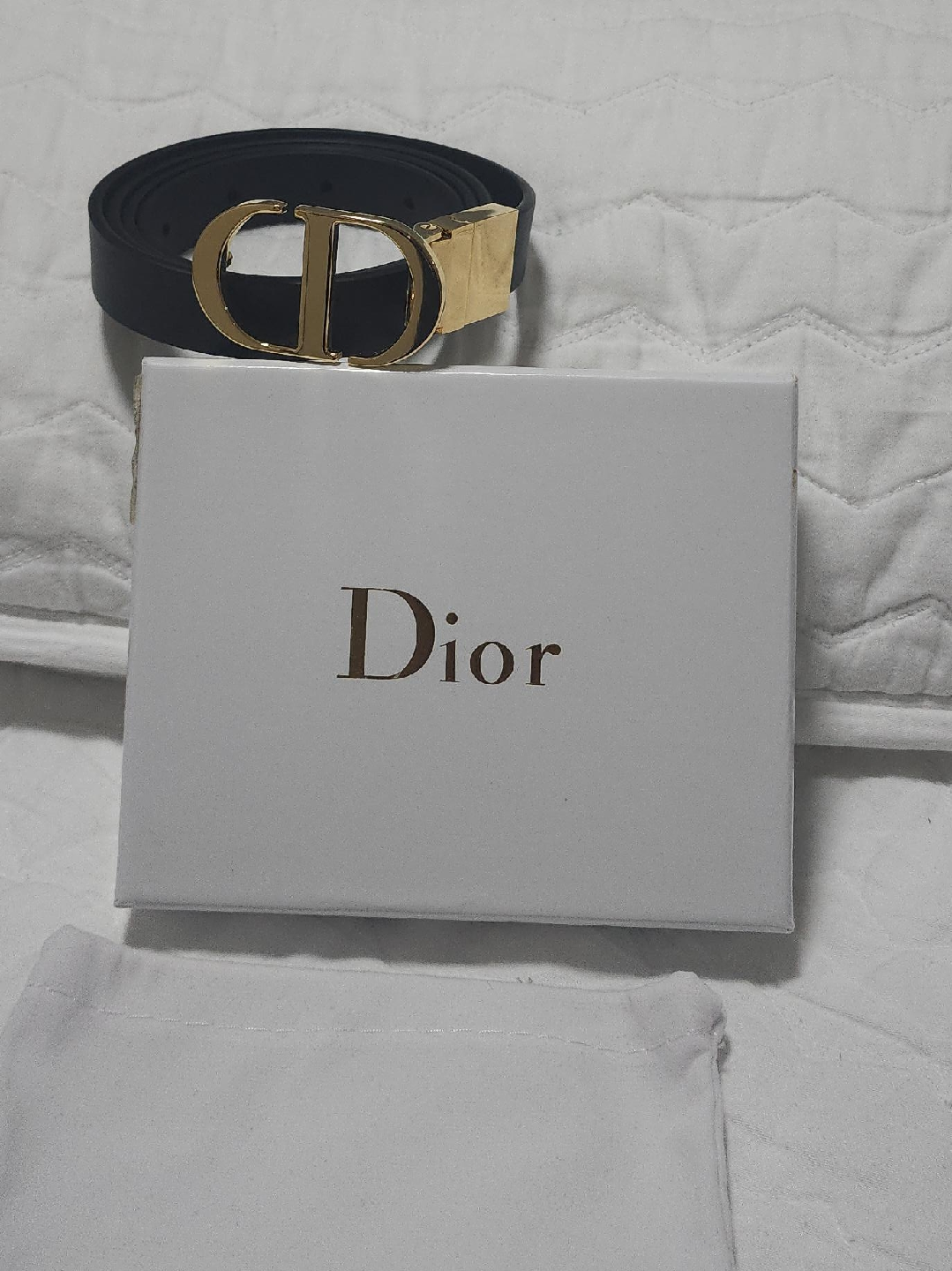 Dior Black Leather Belt with Gold Buckle thumbnail