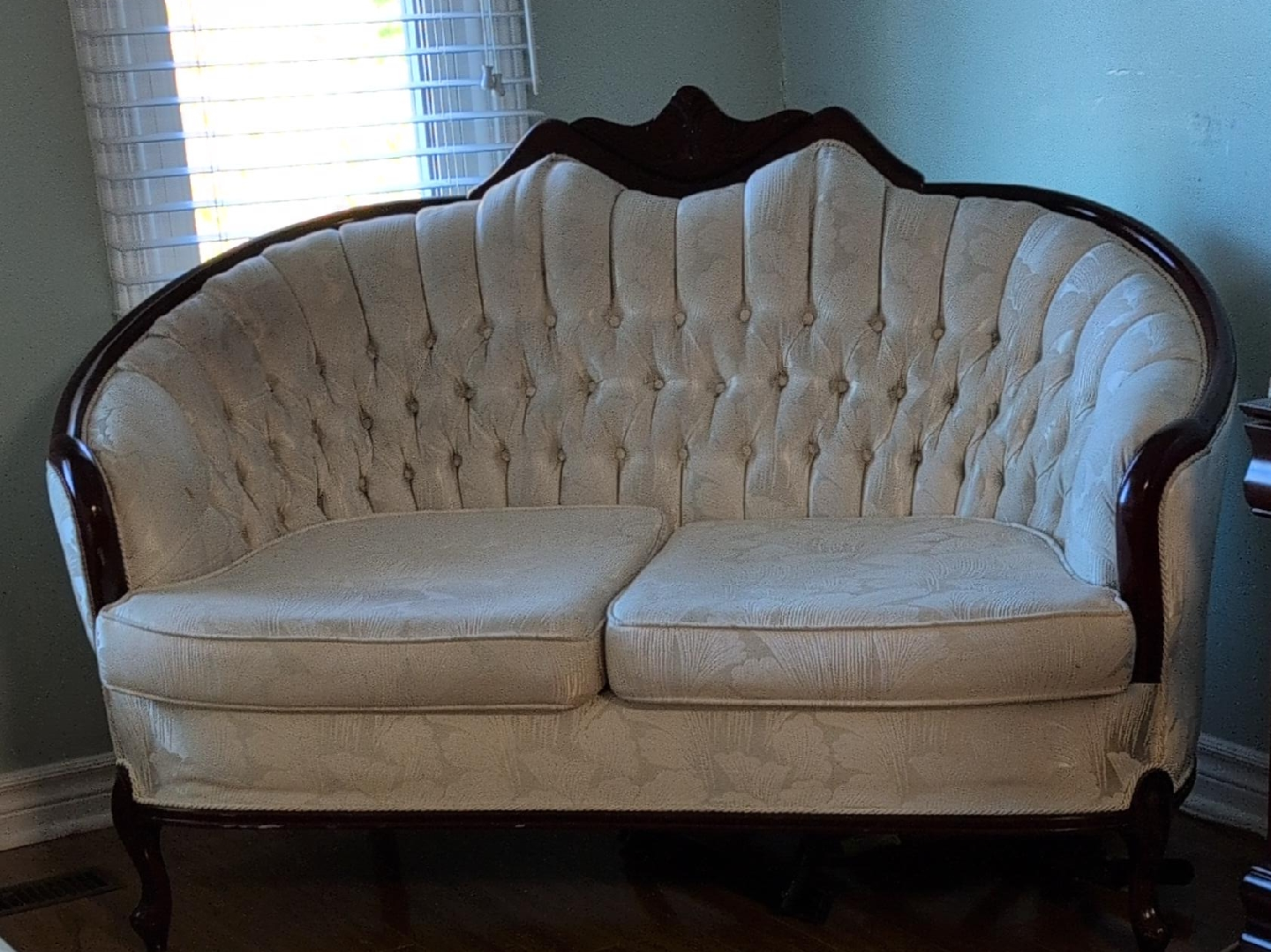 Vintage Loveseat Sofa - Cream Floral thumbnail