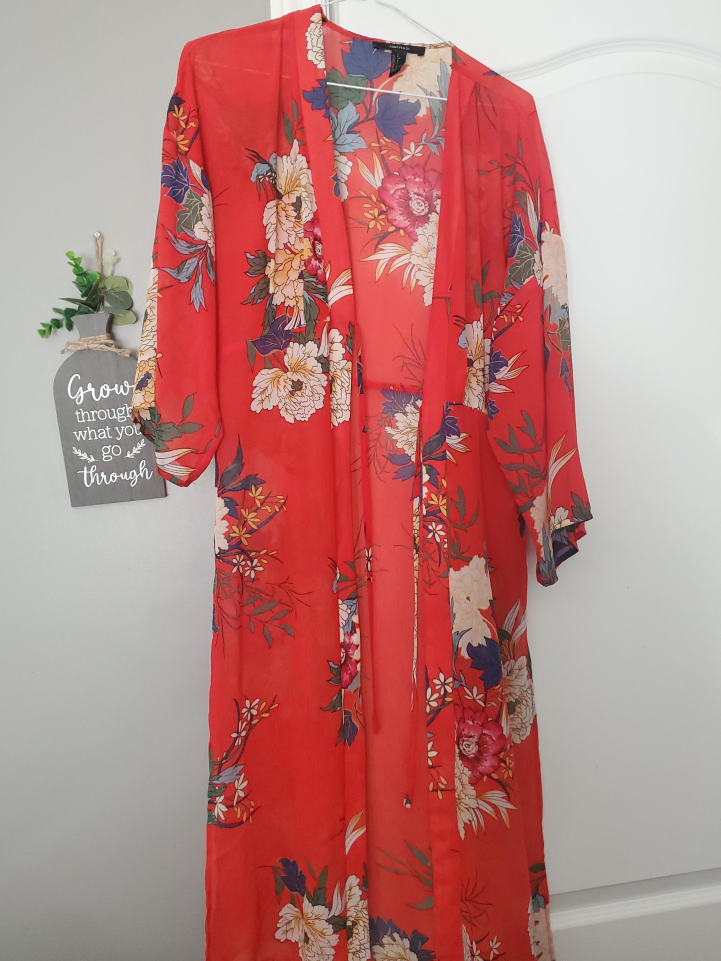 Forever 21 Floral Kimono - Red thumbnail