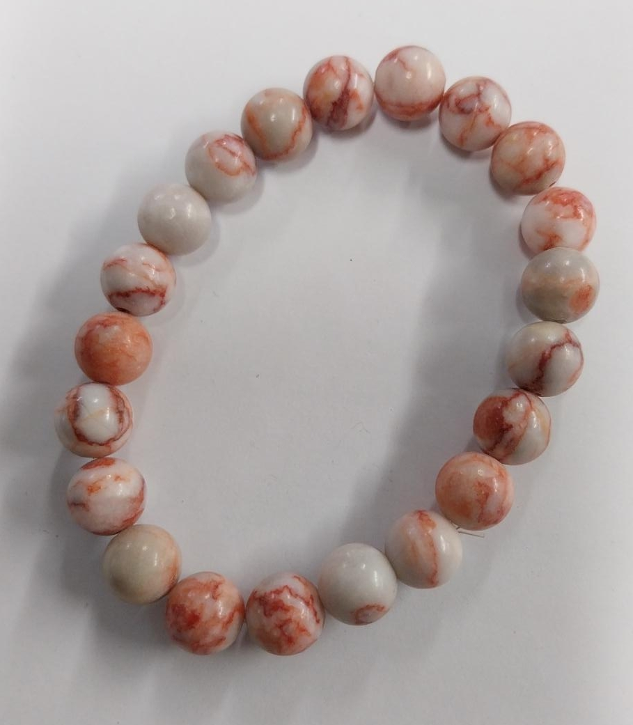 Beaded Bracelet - Orange & White