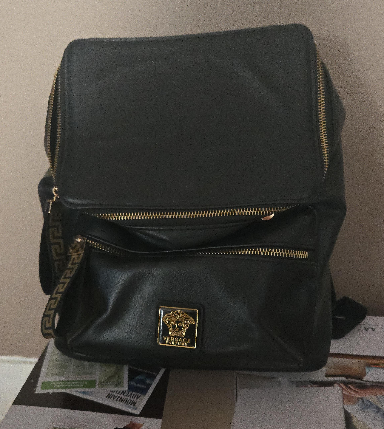 Versace Black Leather Backpack thumbnail