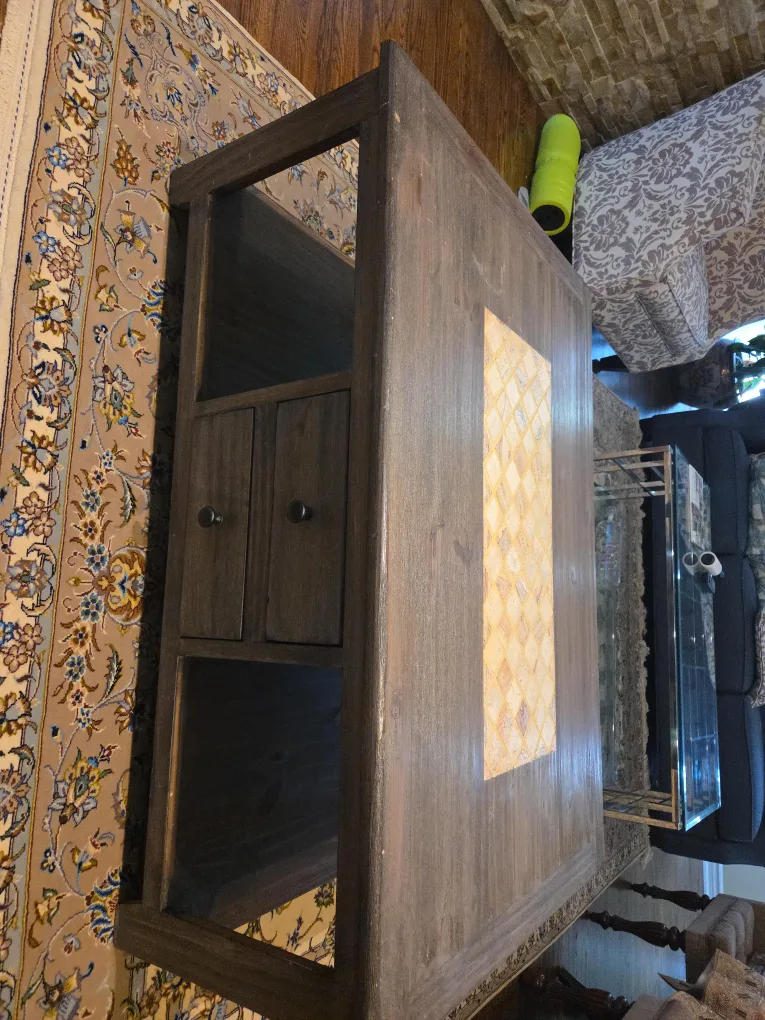 Wooden Side Table with Storage