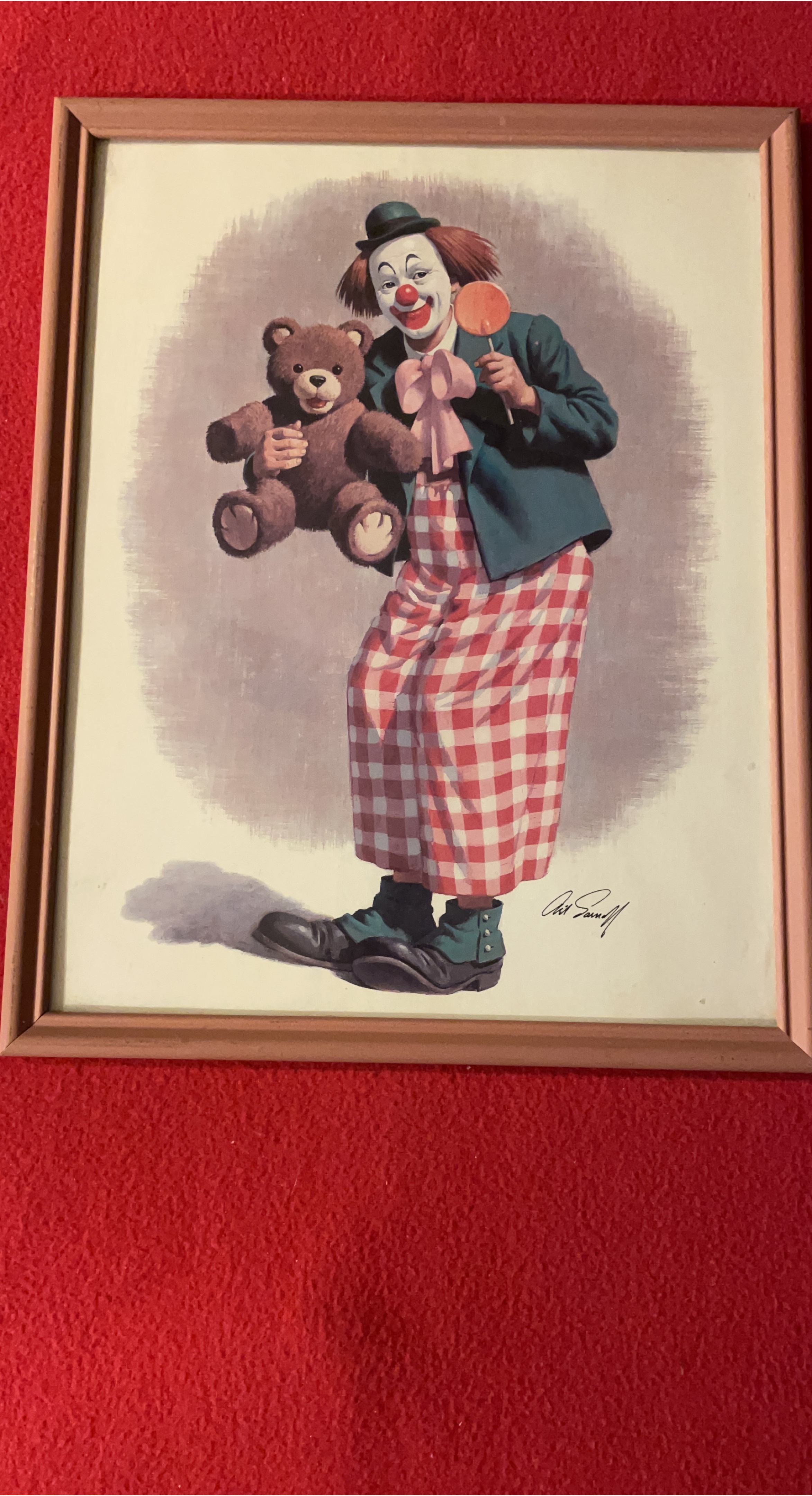 Clown with Teddy Bear Framed Print 🥕 thumbnail