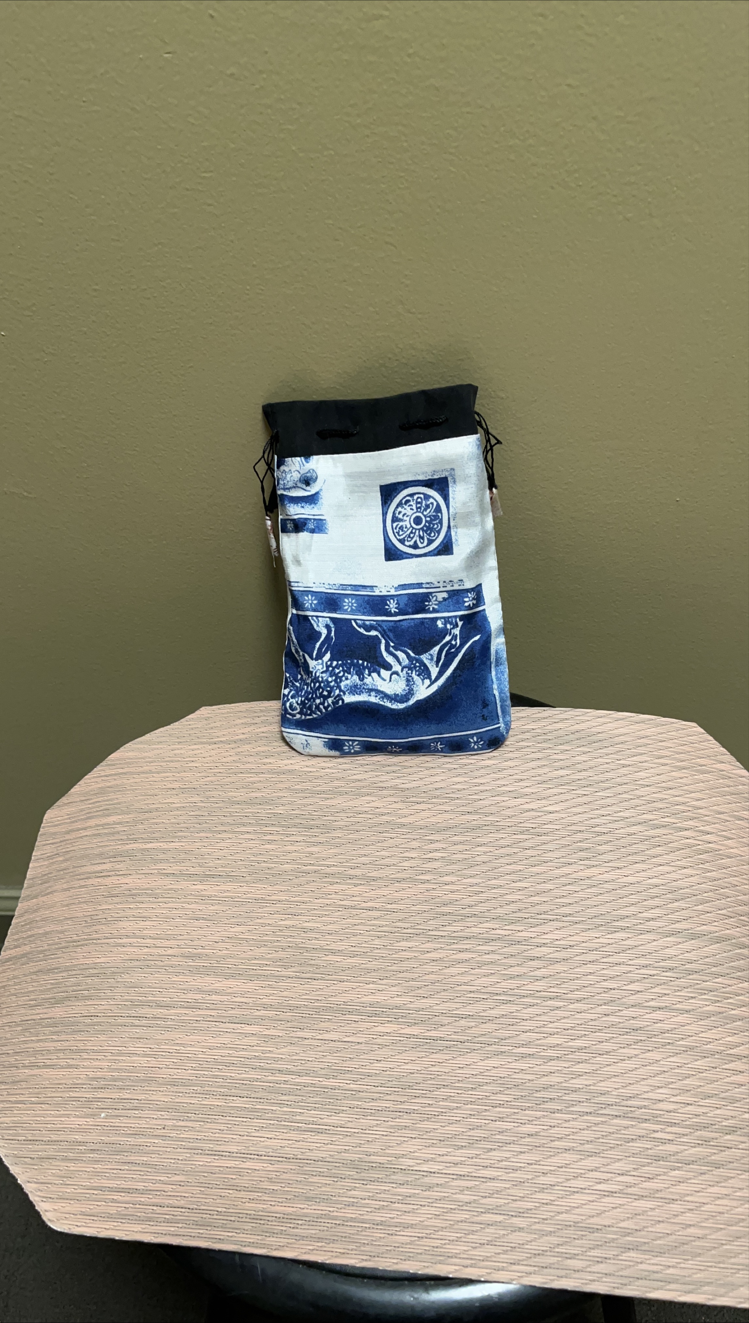 Blue & White Drawstring Bag thumbnail
