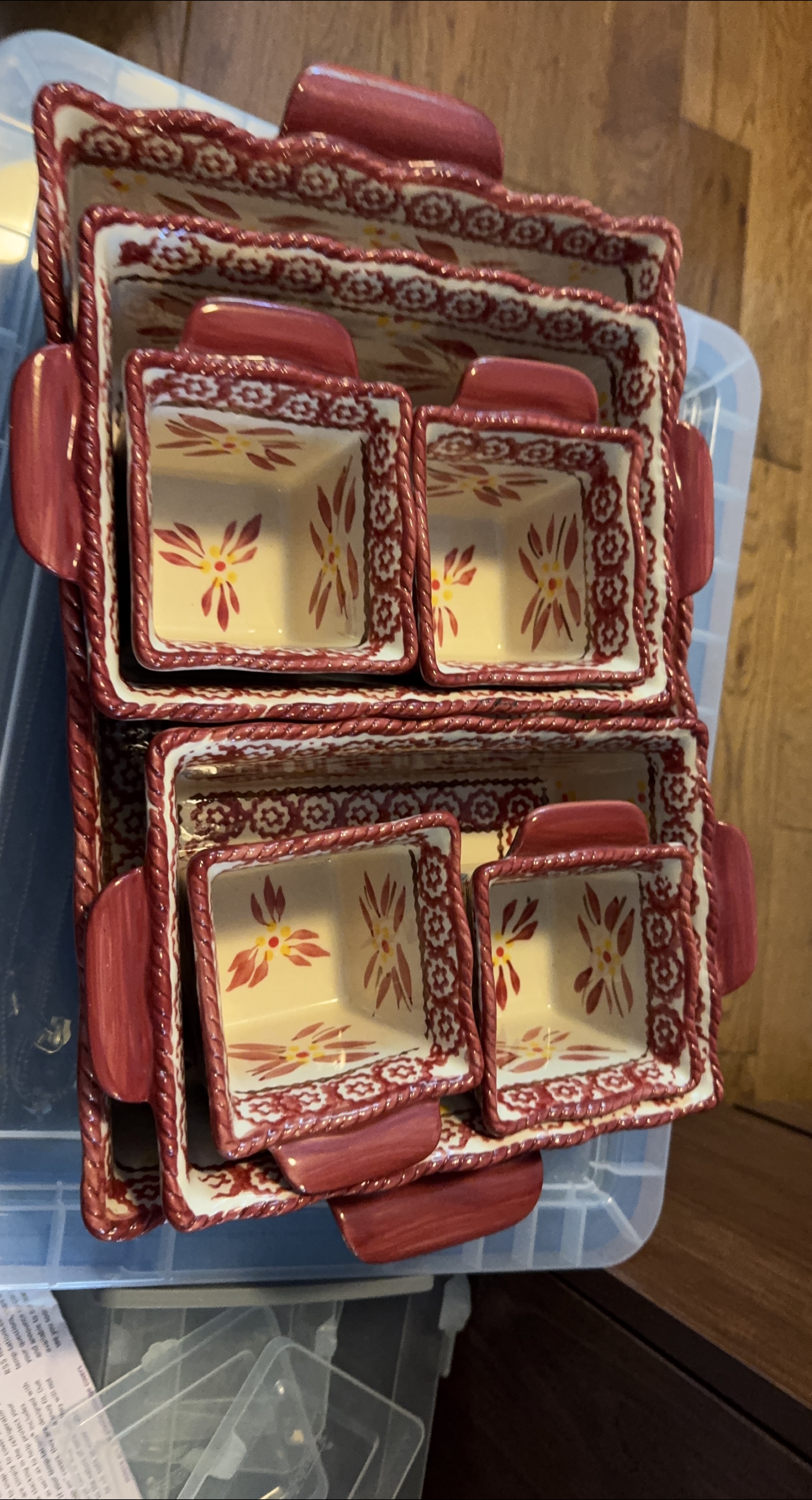 Red & Cream Floral Baking Dishes - Set of 4 thumbnail