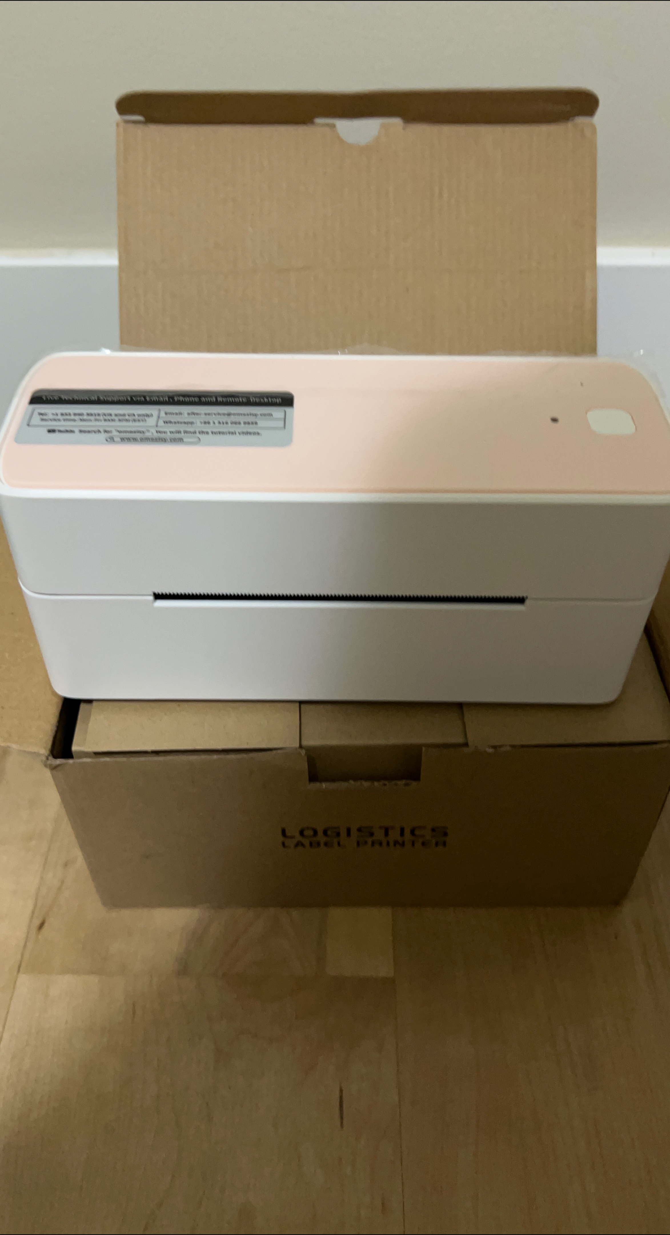 Pink & White Logistics Label Printer