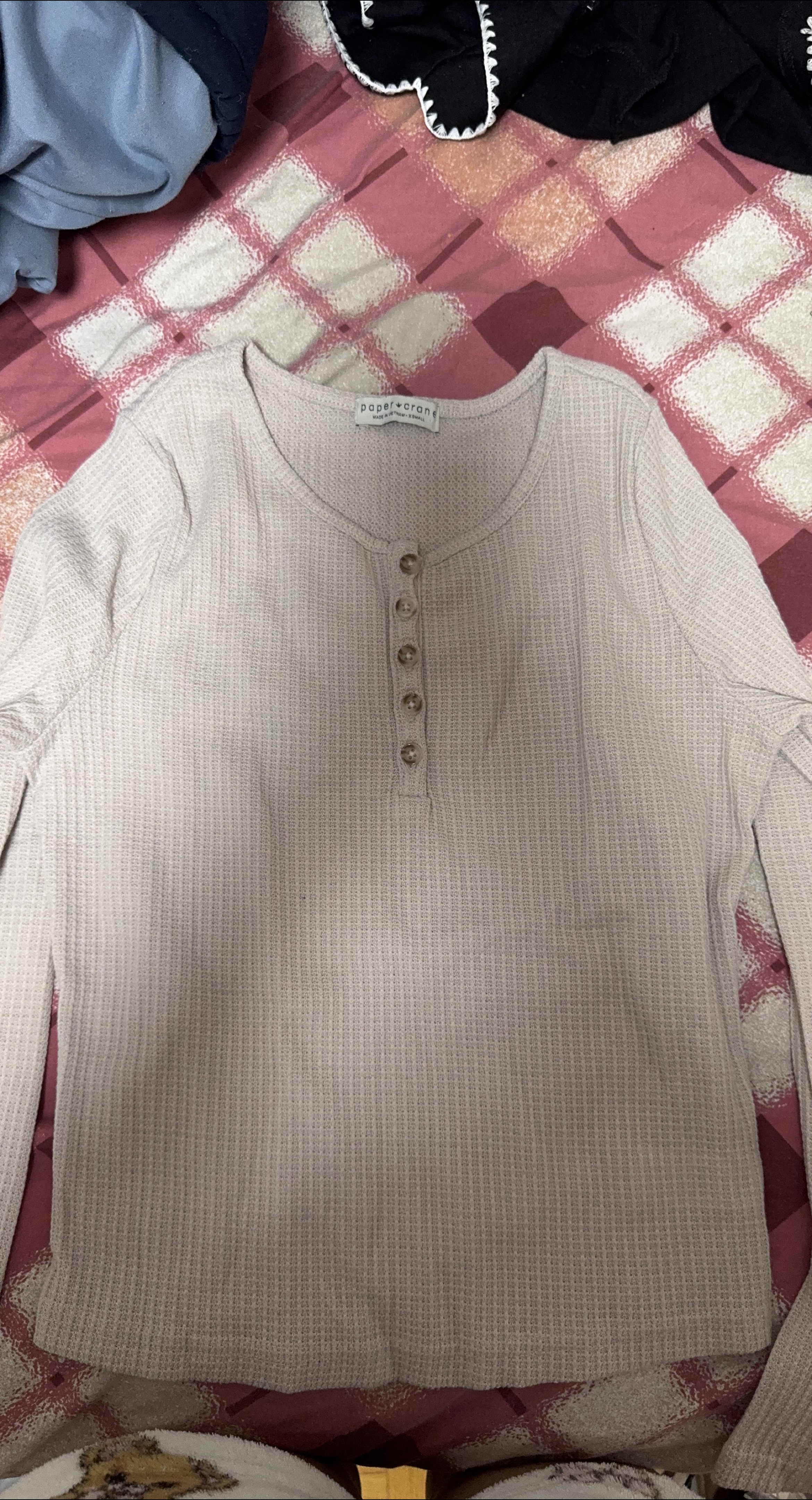 Paper Crane Long Sleeve Henley - Size Small thumbnail