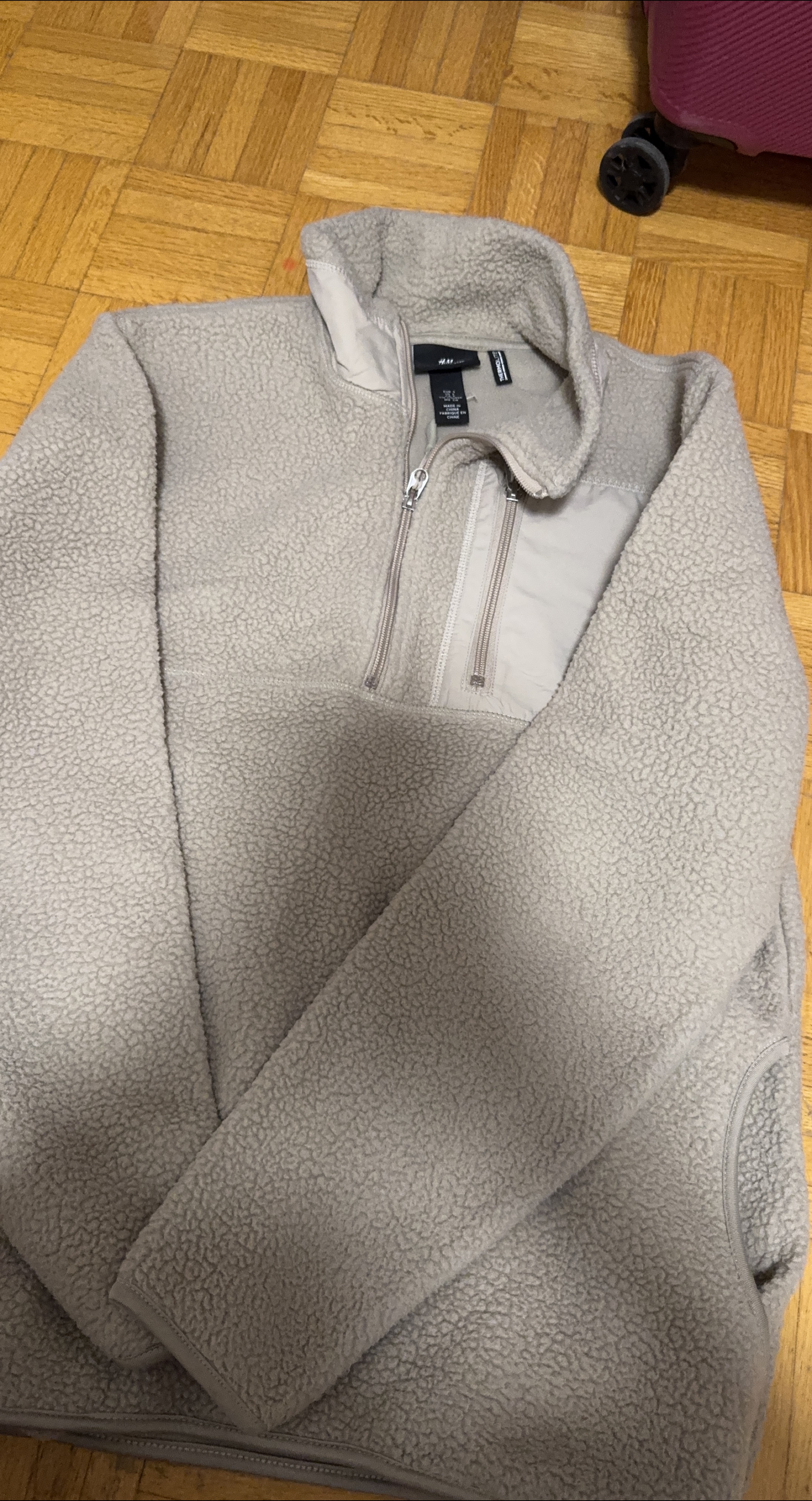H&M Beige Fleece Pullover thumbnail