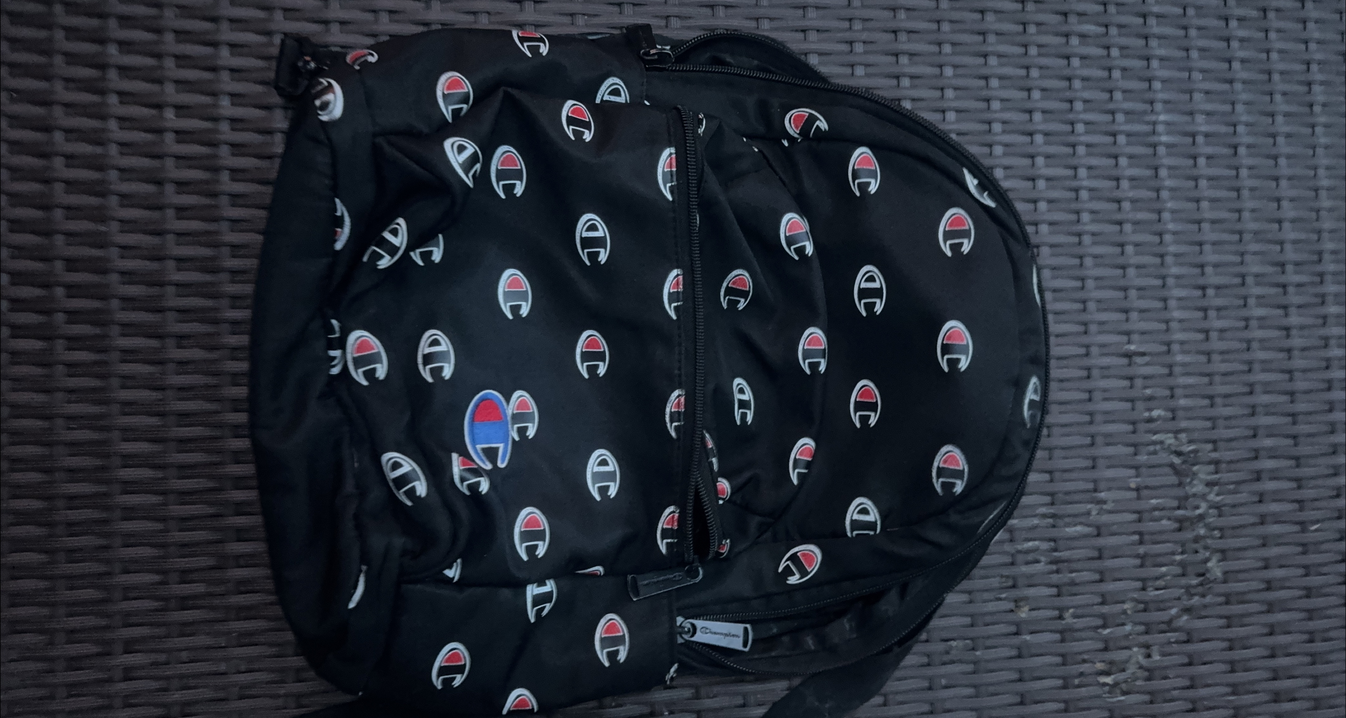 Champion Backpack - Black with Logo Pattern thumbnail
