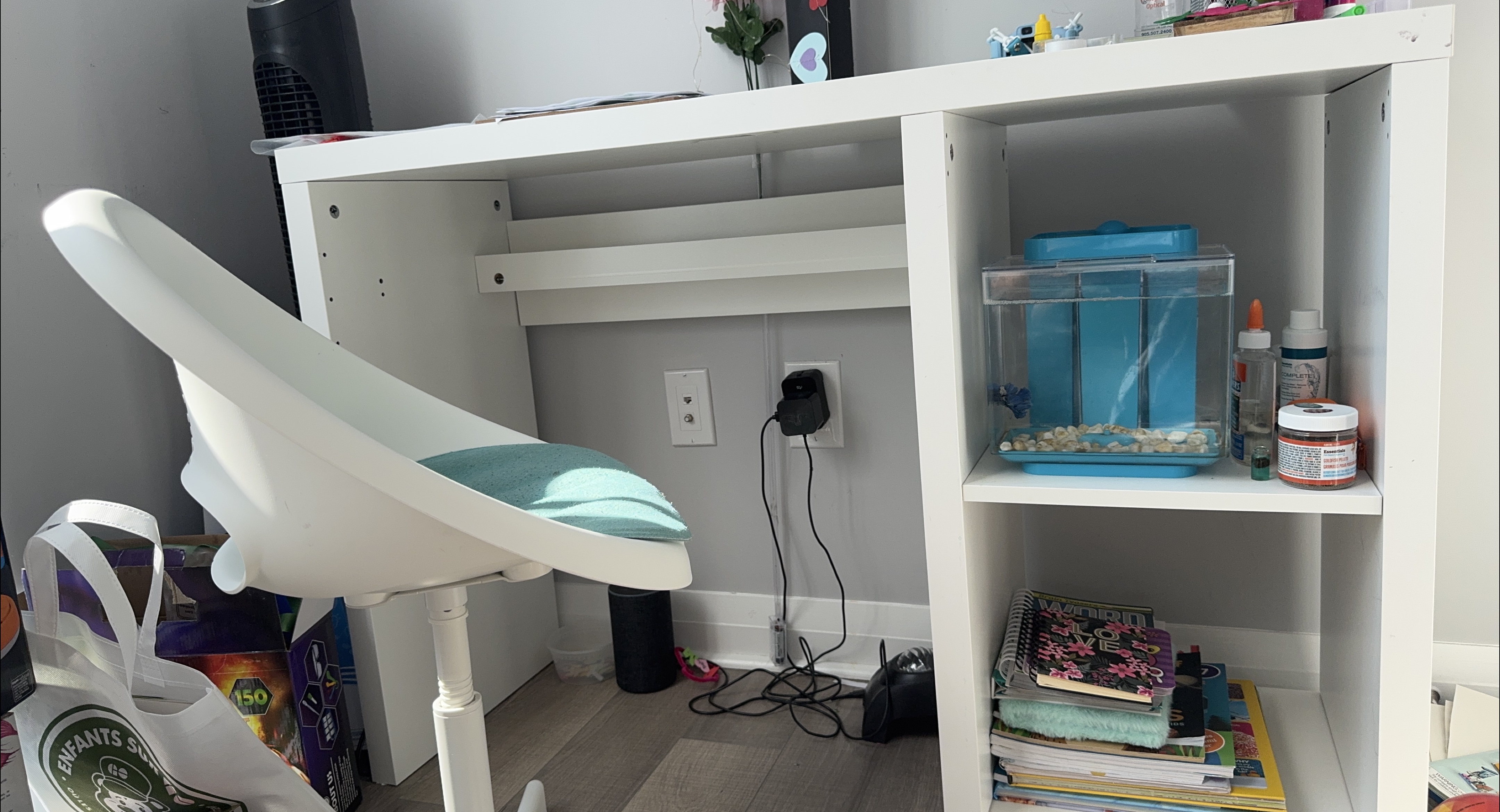 IKEA Study table and Chair : white