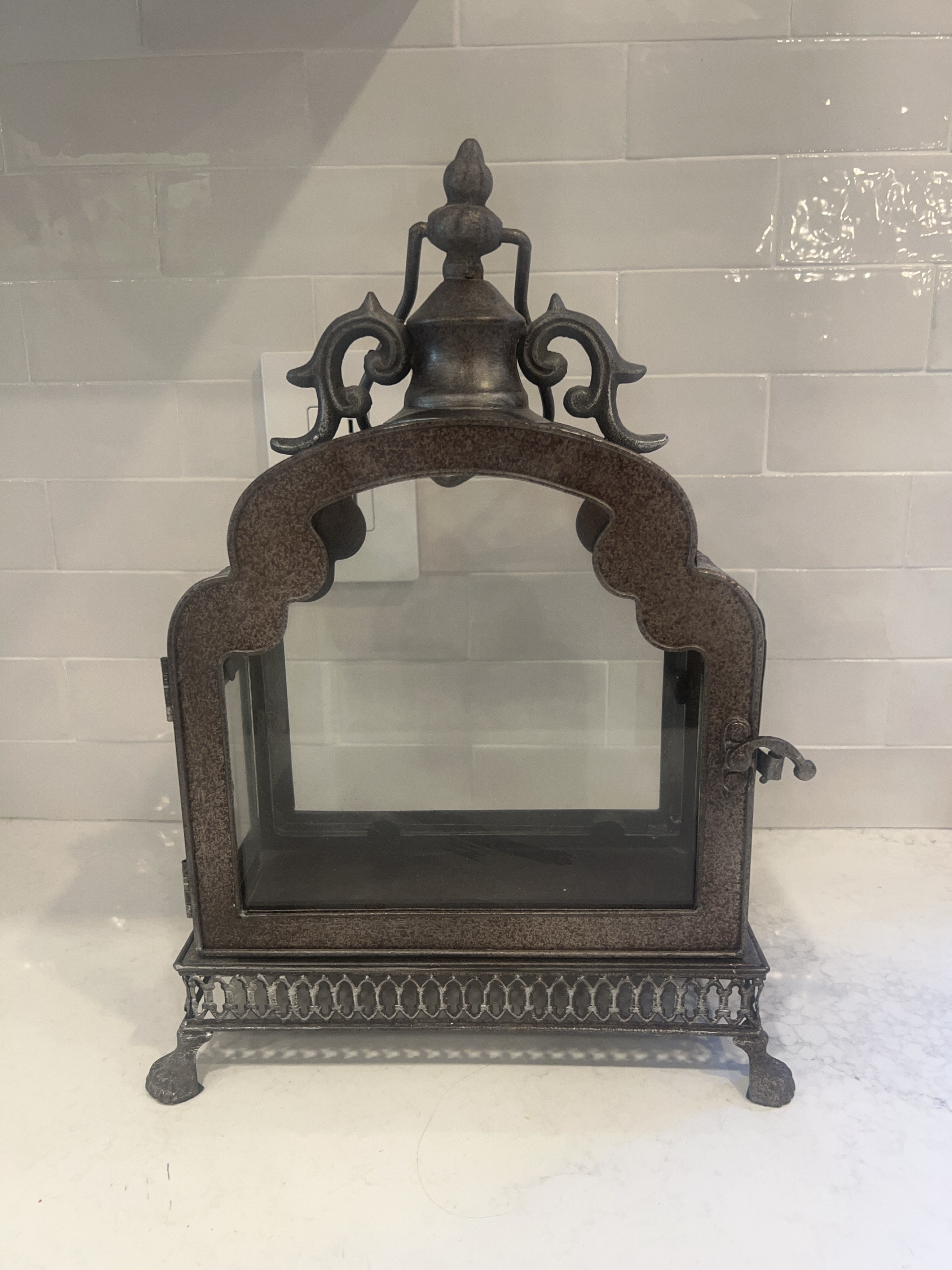 Decorative Metal and Glass Lantern