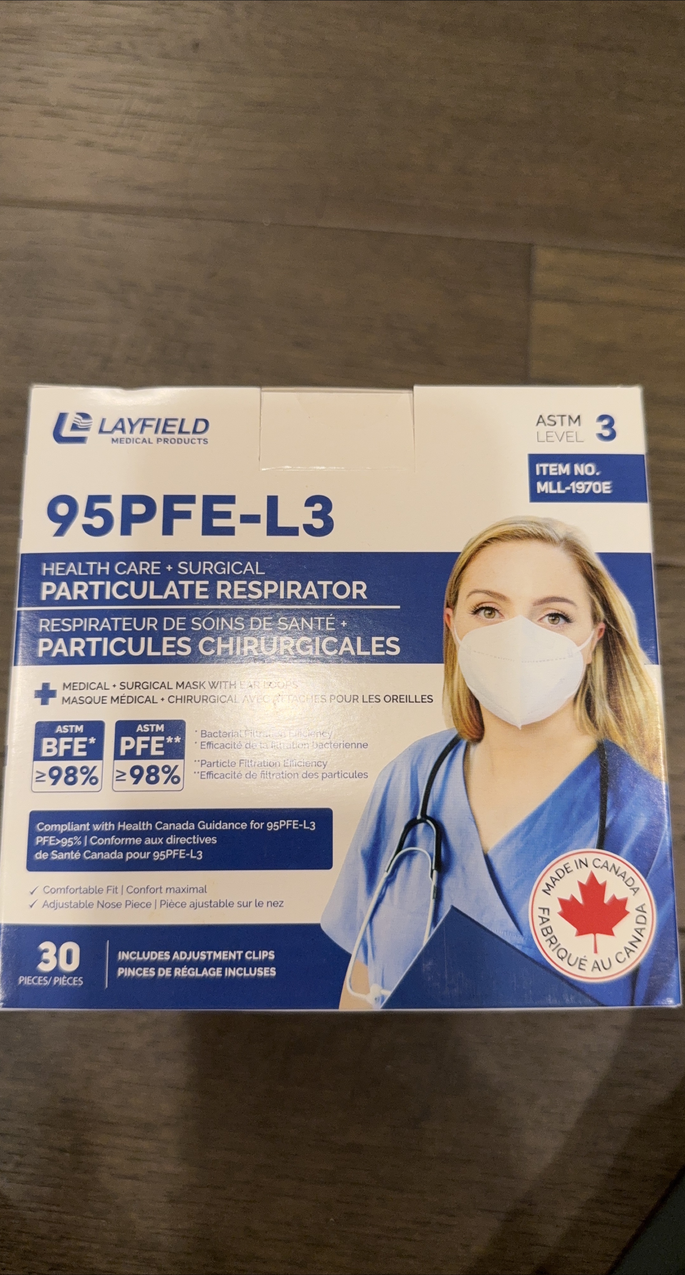 Layfield 95PFE-L3 Health Care Surgical Masks - 30 Pieces image indicator(1)