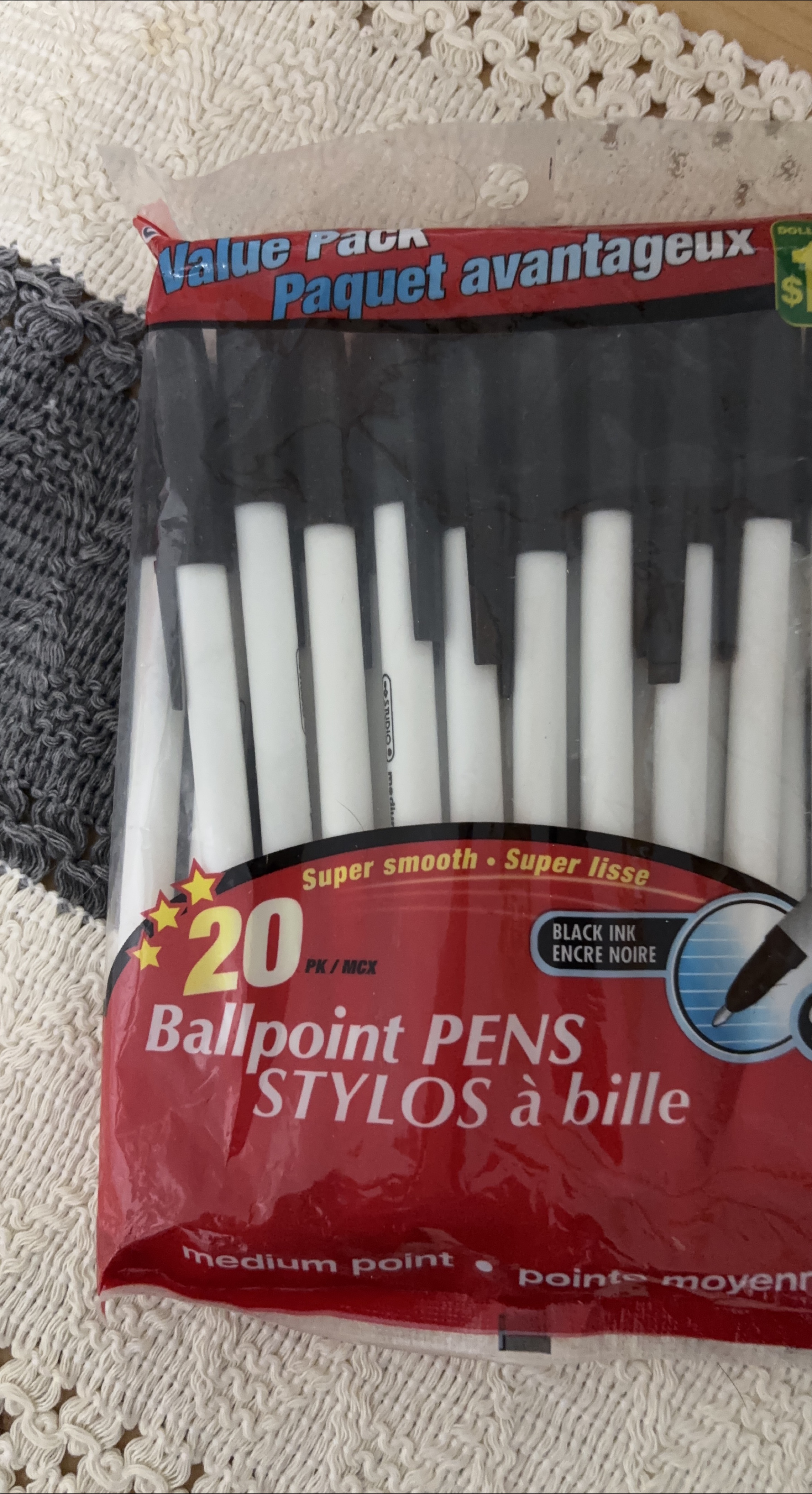 20 Pack Ballpoint Pens - Black Ink, Medium Point thumbnail