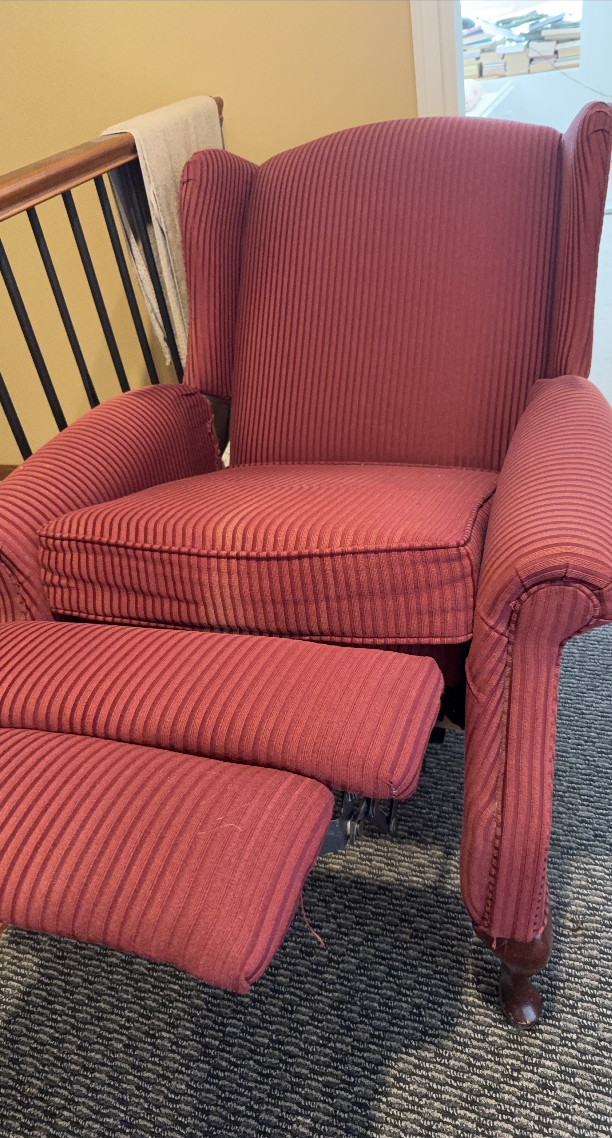 Red Corduroy Recliner Armchair thumbnail
