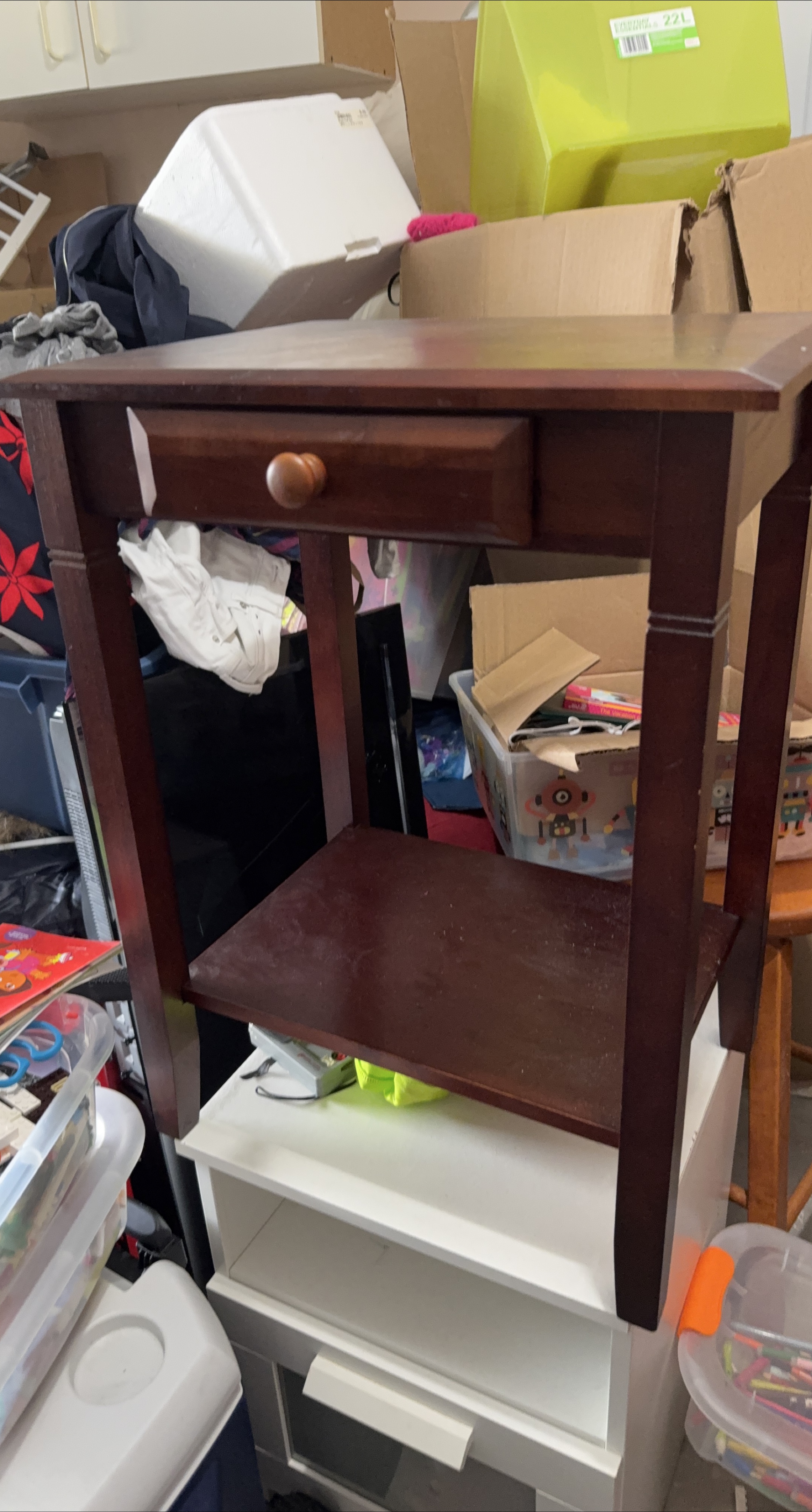 Brown Wooden Side Table with Drawer thumbnail