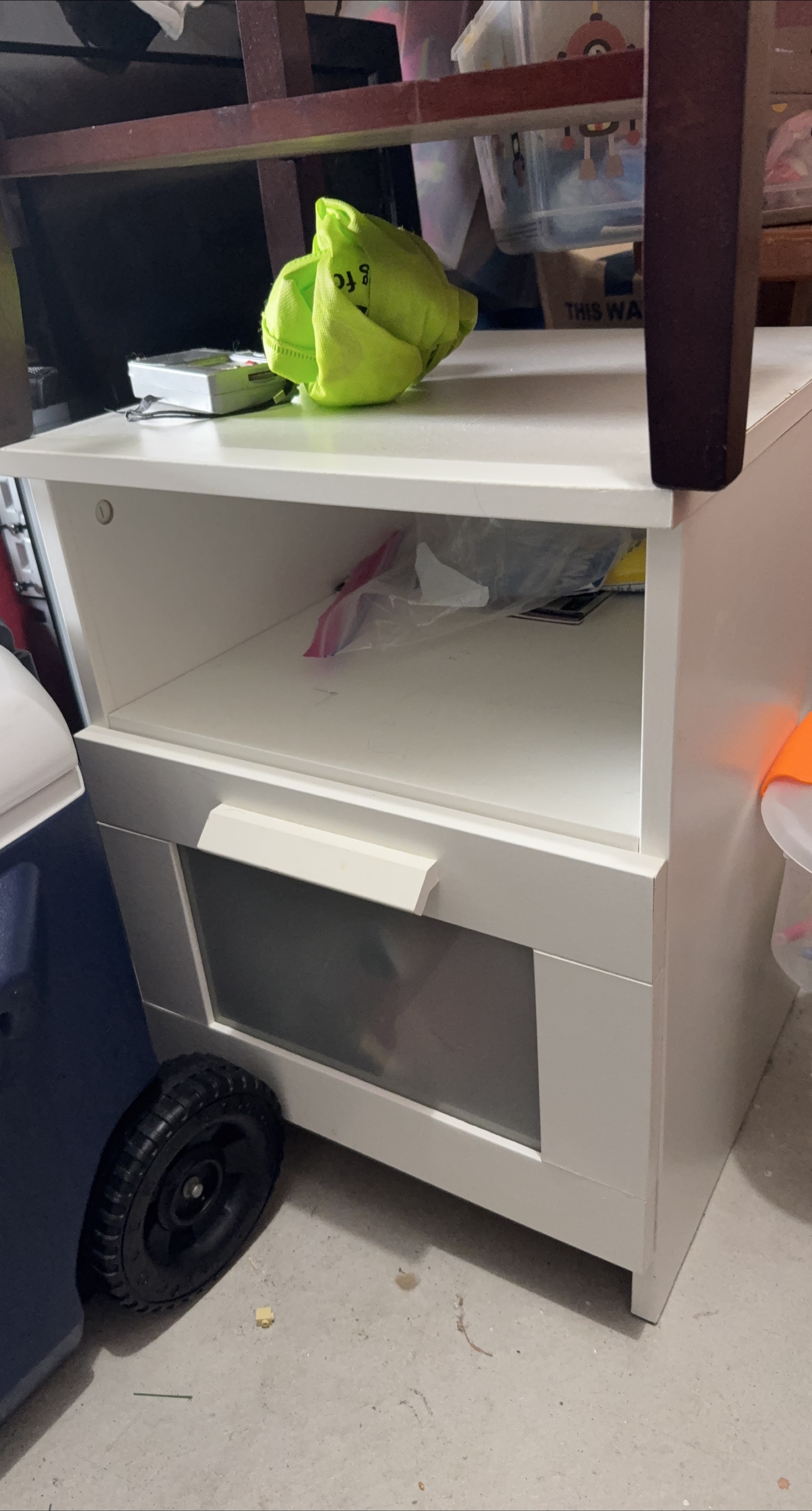White IKEA Nightstand with Drawer thumbnail