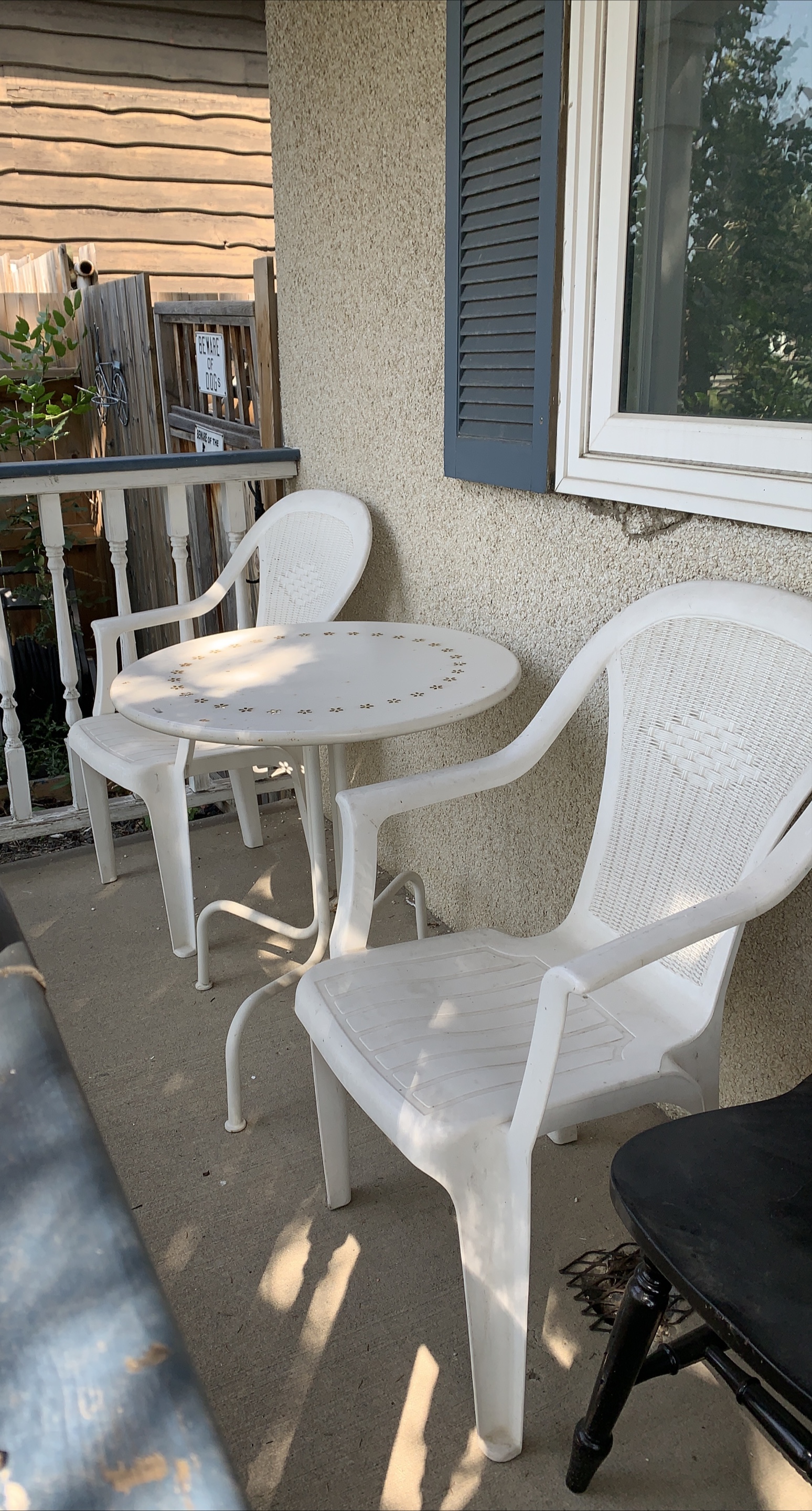 White Plastic Patio Table and Chairs Set