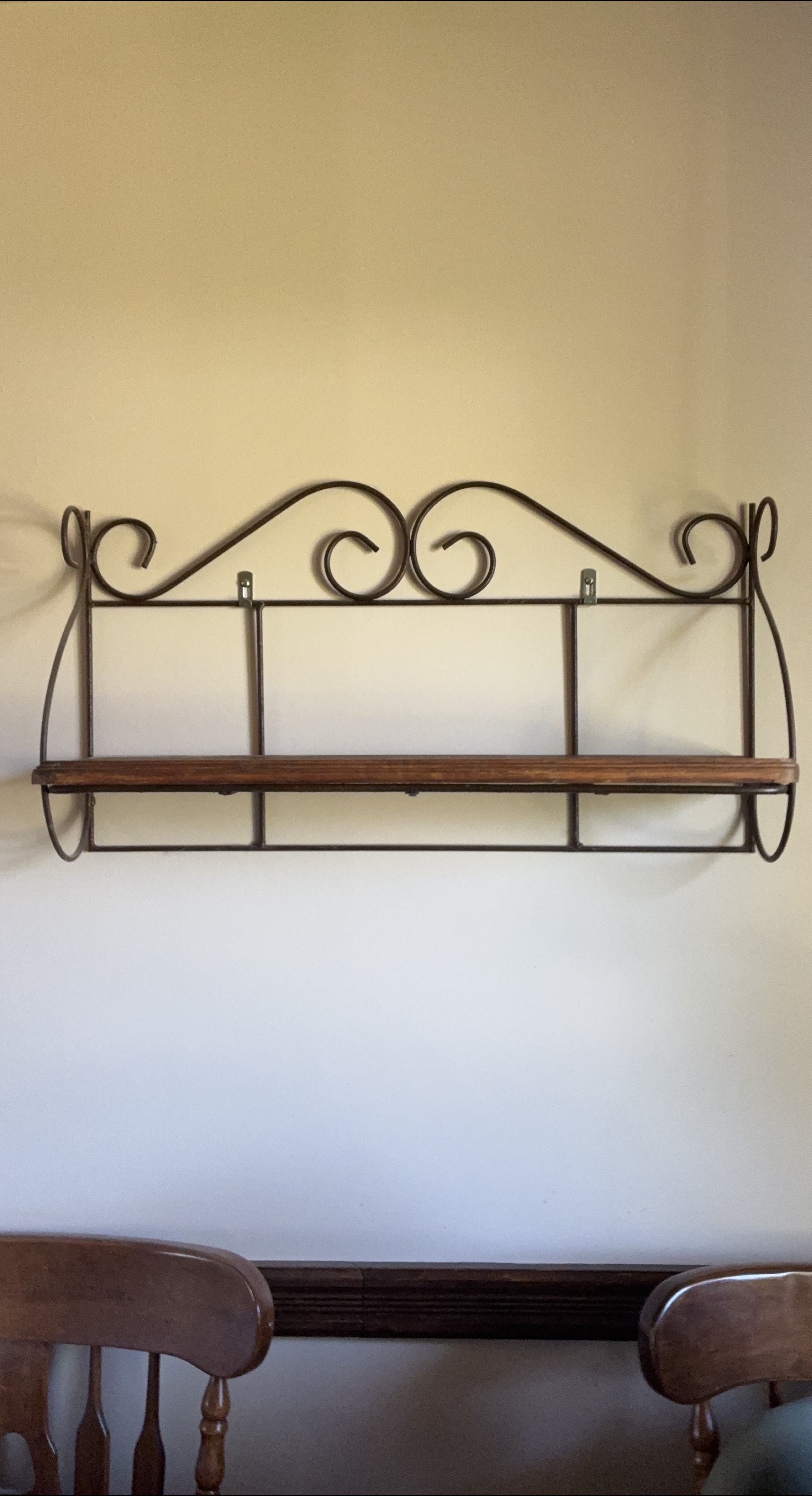 2 Wrought Iron Wall Shelf with Wood thumbnail