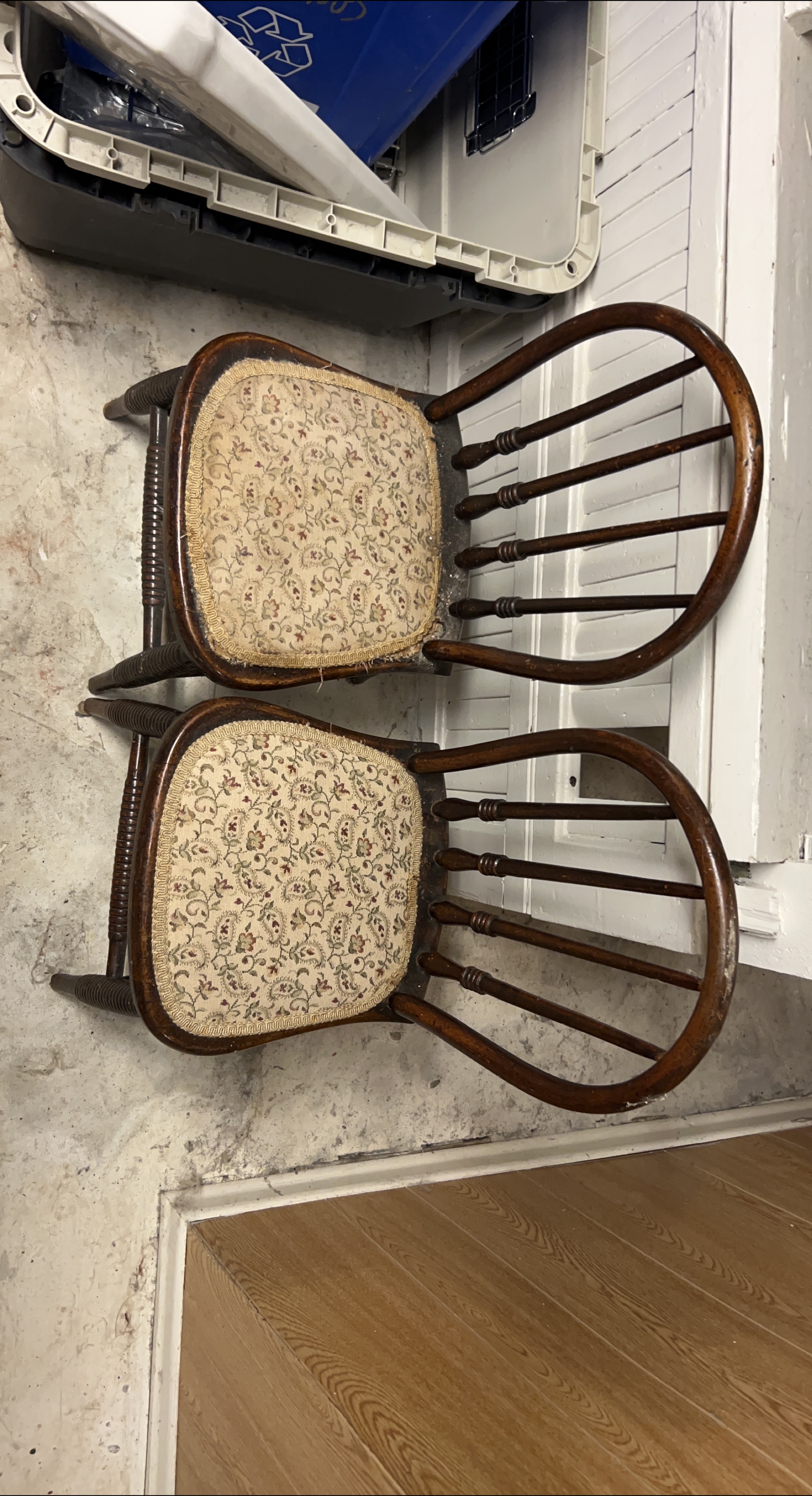 Antique Wooden Spindle Back Chairs - Set of 2 thumbnail