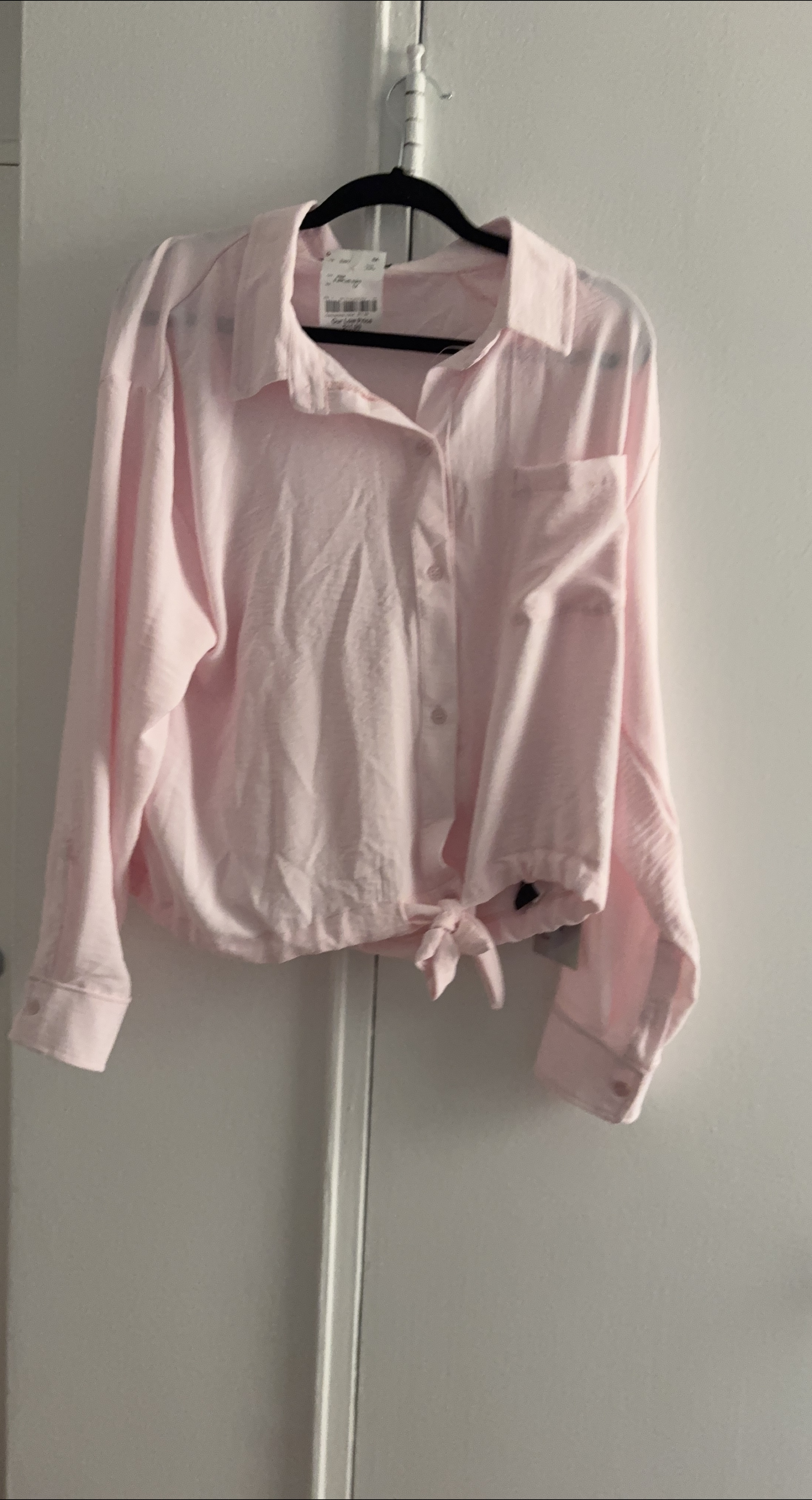 Madewell Pink Tie-Front Top Size M thumbnail