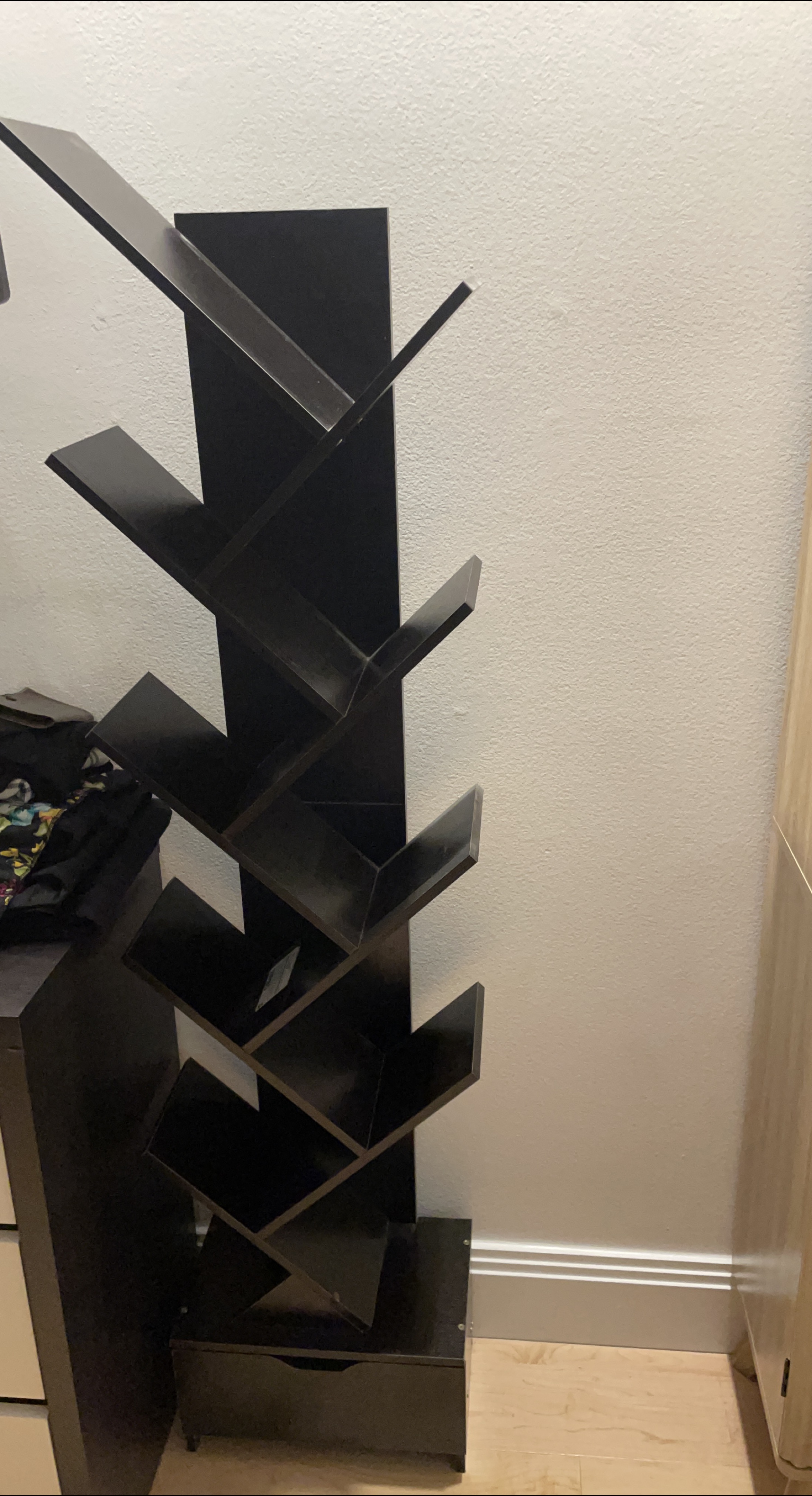 Dark Brown Tree Bookshelf with Drawer