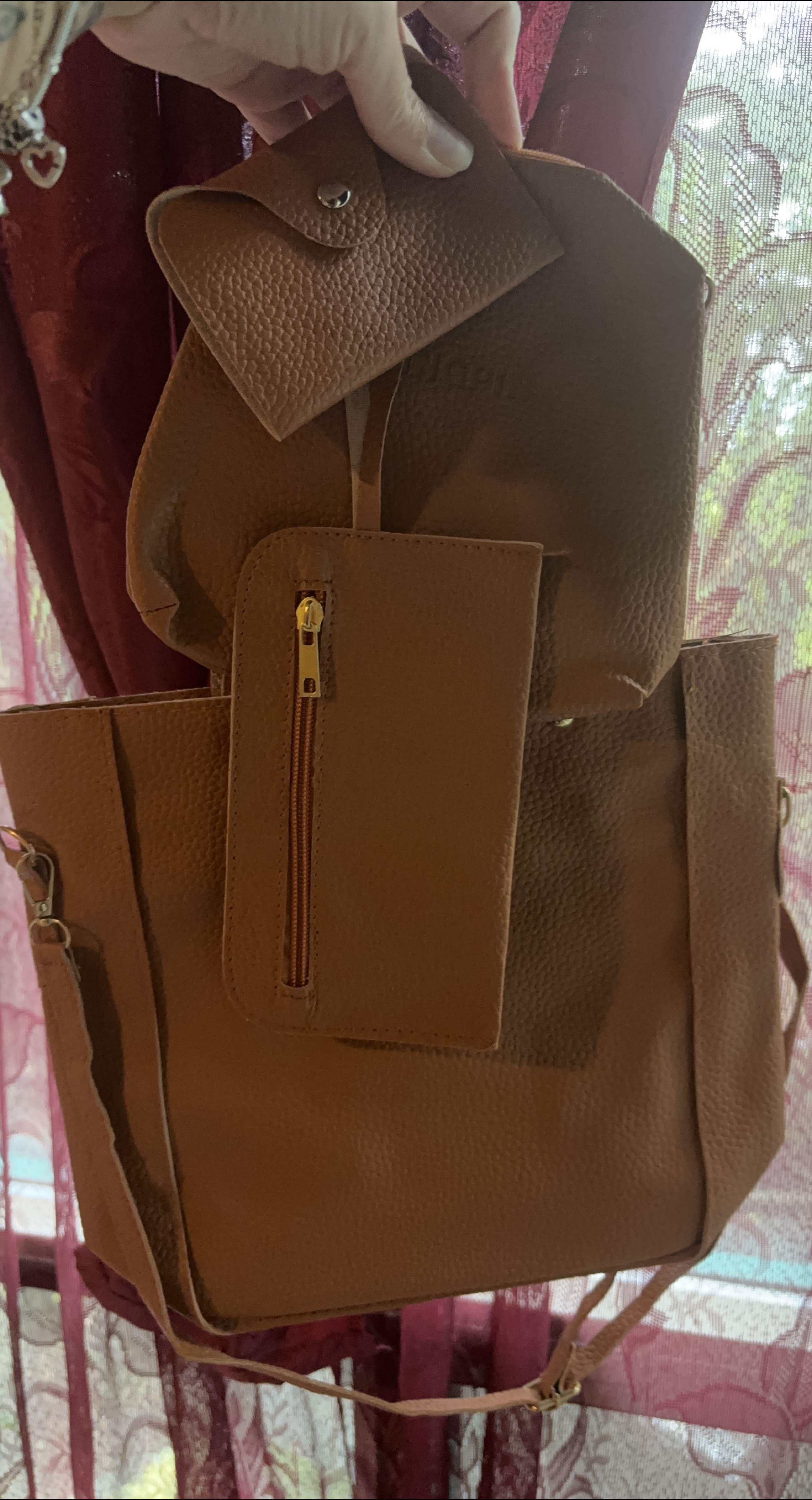 Brown Tote Bag with Accessories thumbnail