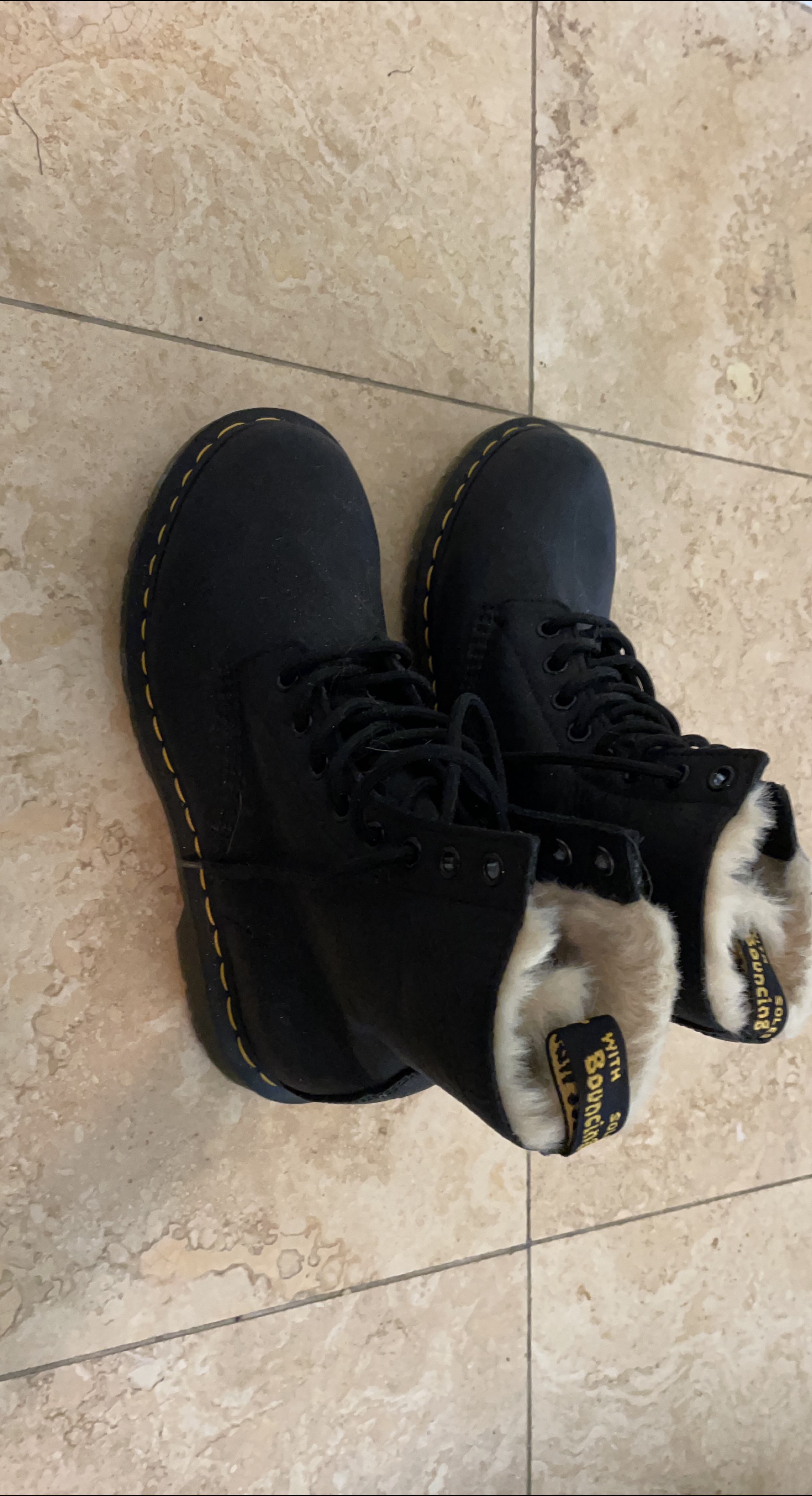 Dr. Martens 1460 Faux Fur Lined Black Boots thumbnail