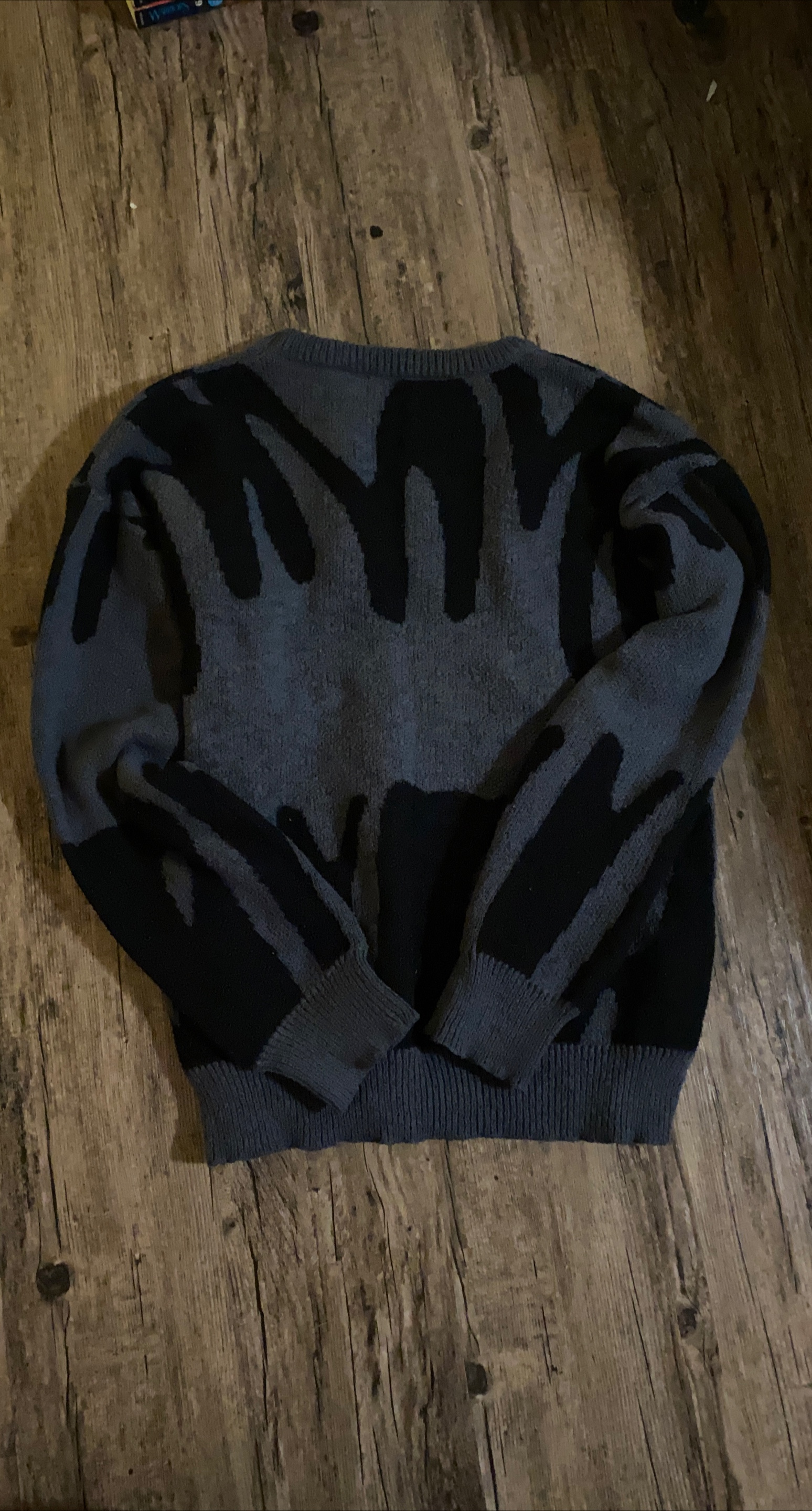 Grey & Black Patterned Knit Sweater thumbnail