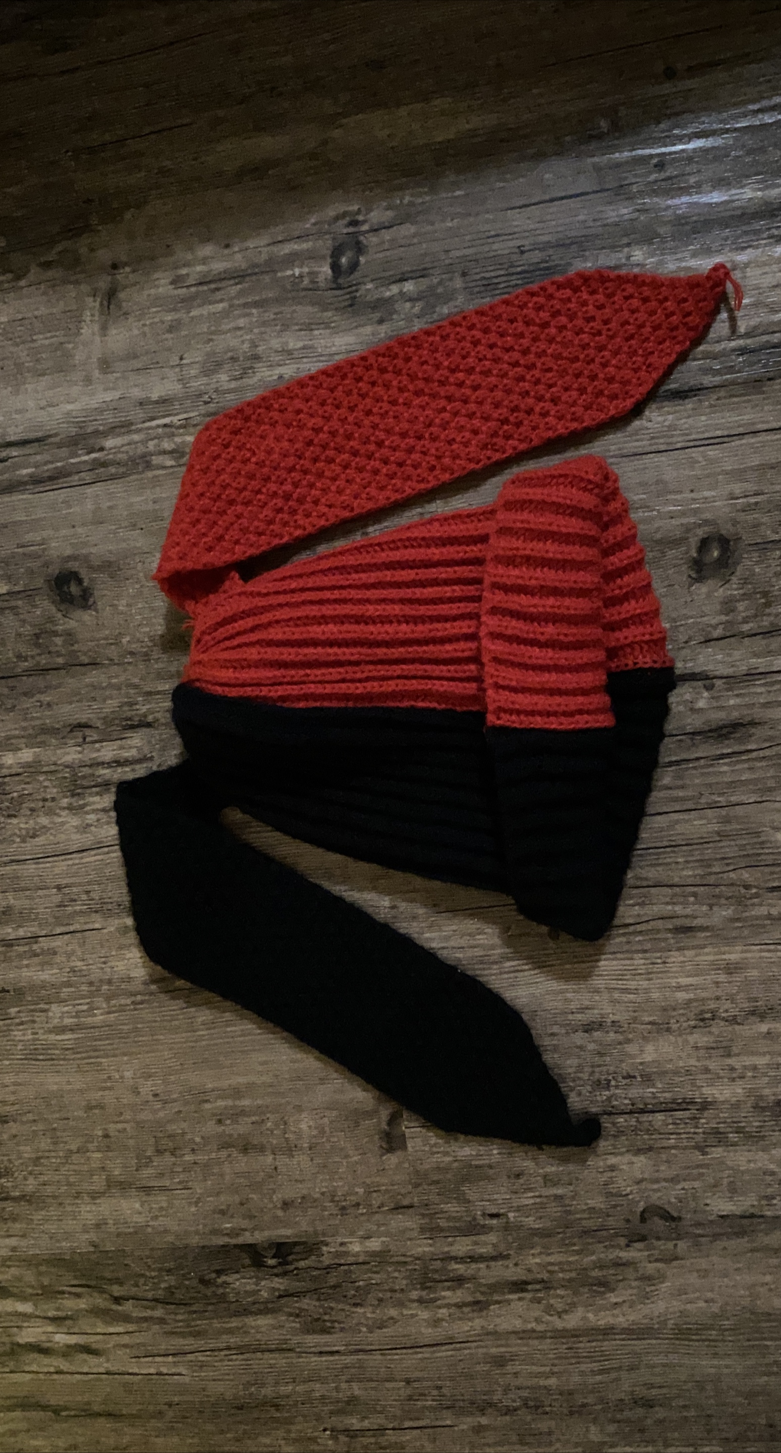 Bunny Crocheted Hat - Red & Black thumbnail