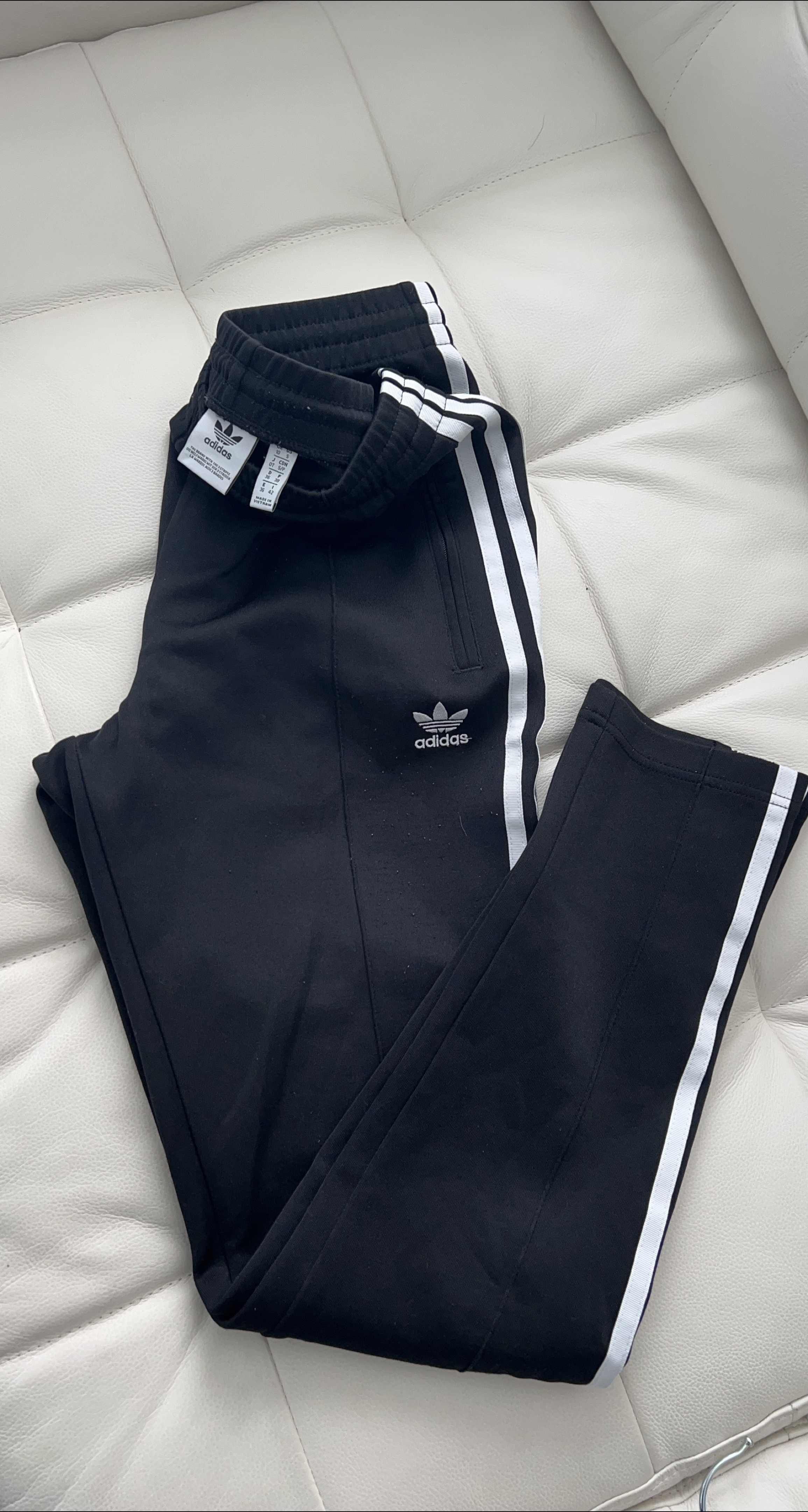 Adidas Black Track Pants with White Stripes thumbnail