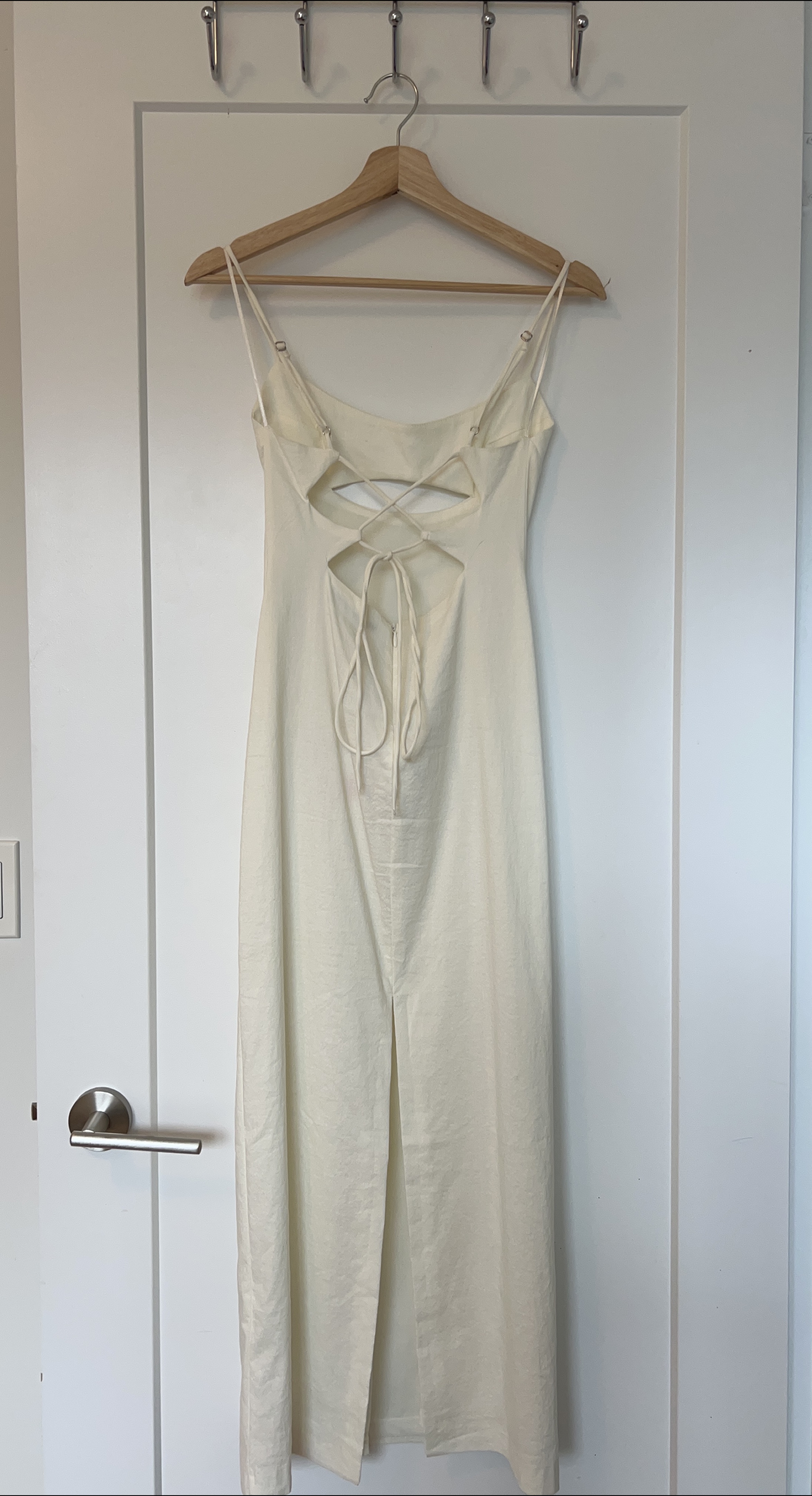 Cream Maxi Dress with Lace-Up Back thumbnail