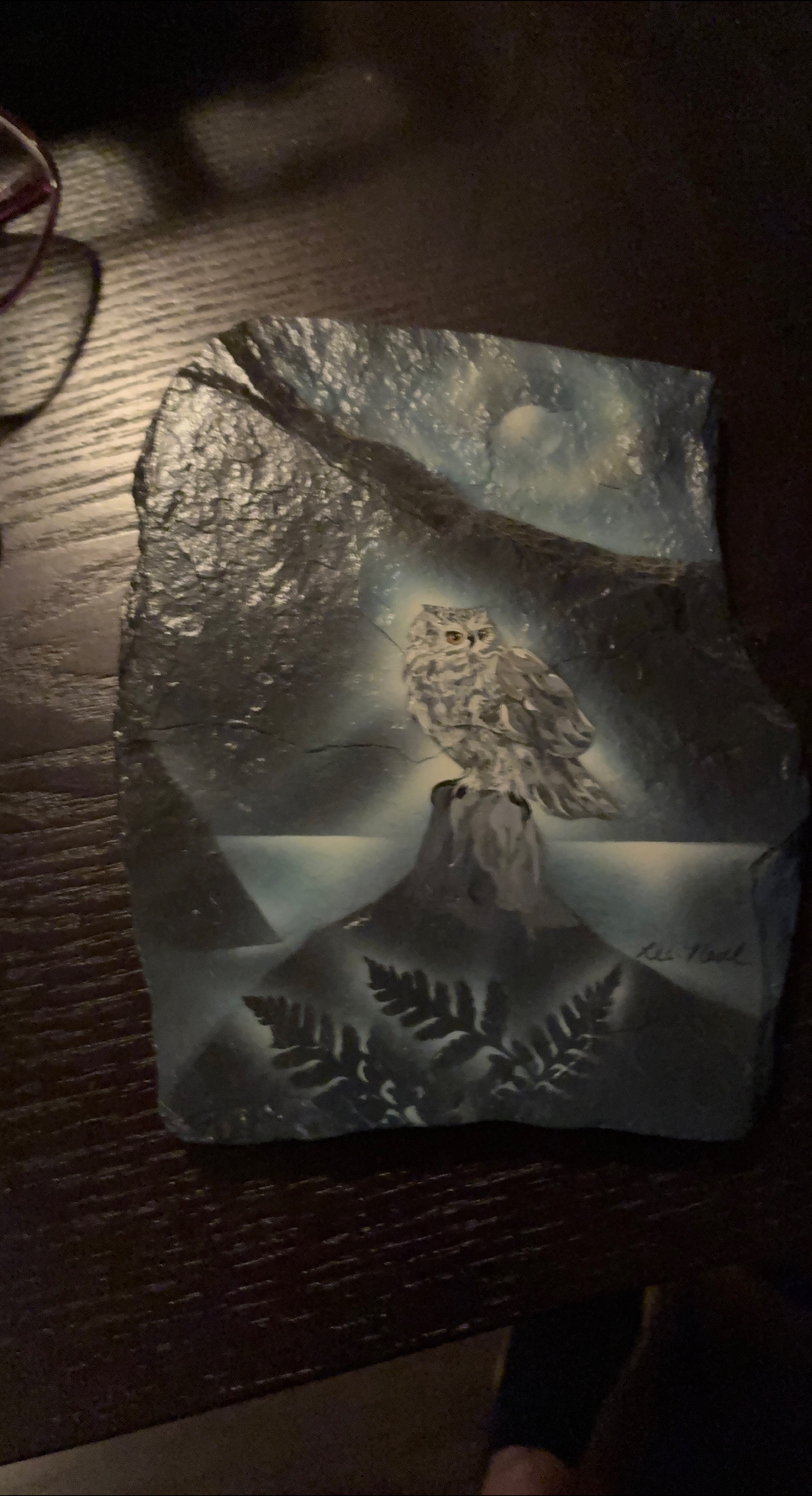 Owl Painting on Slate