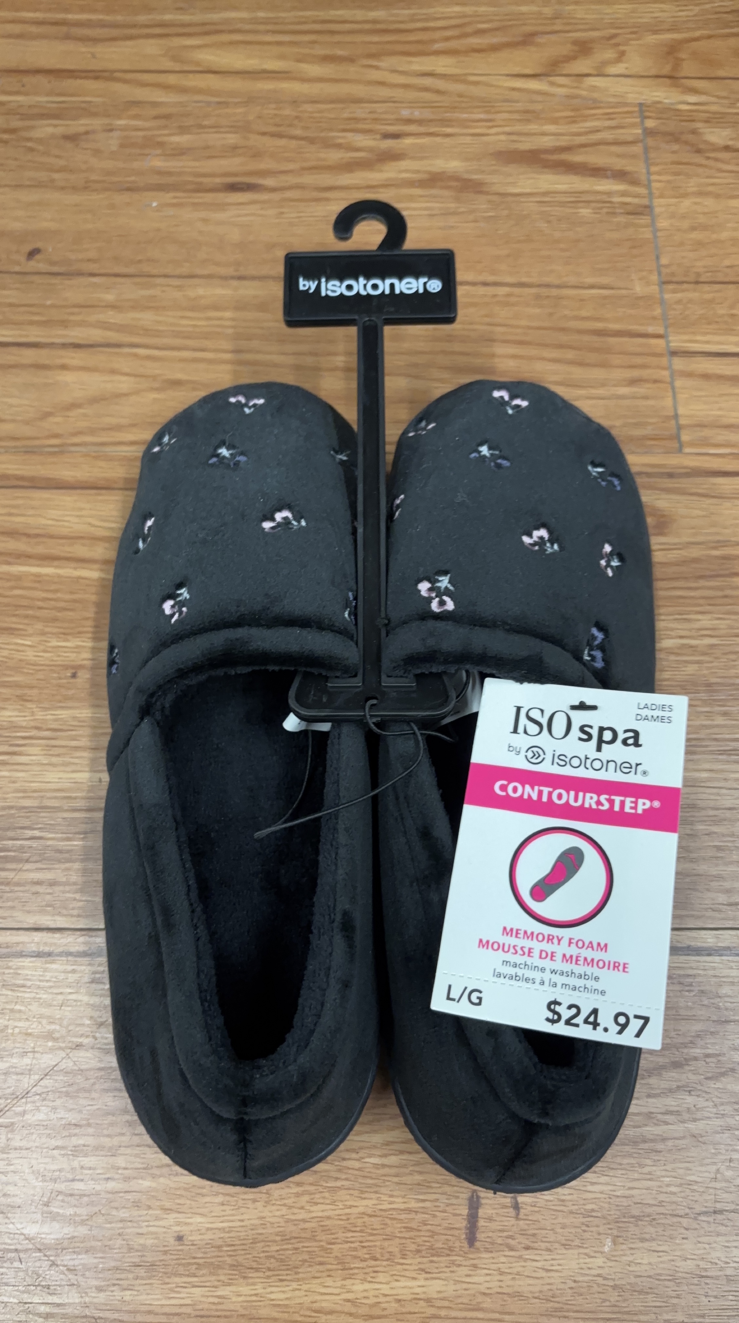 Isotoner ISO Spa Memory Foam Slippers Black