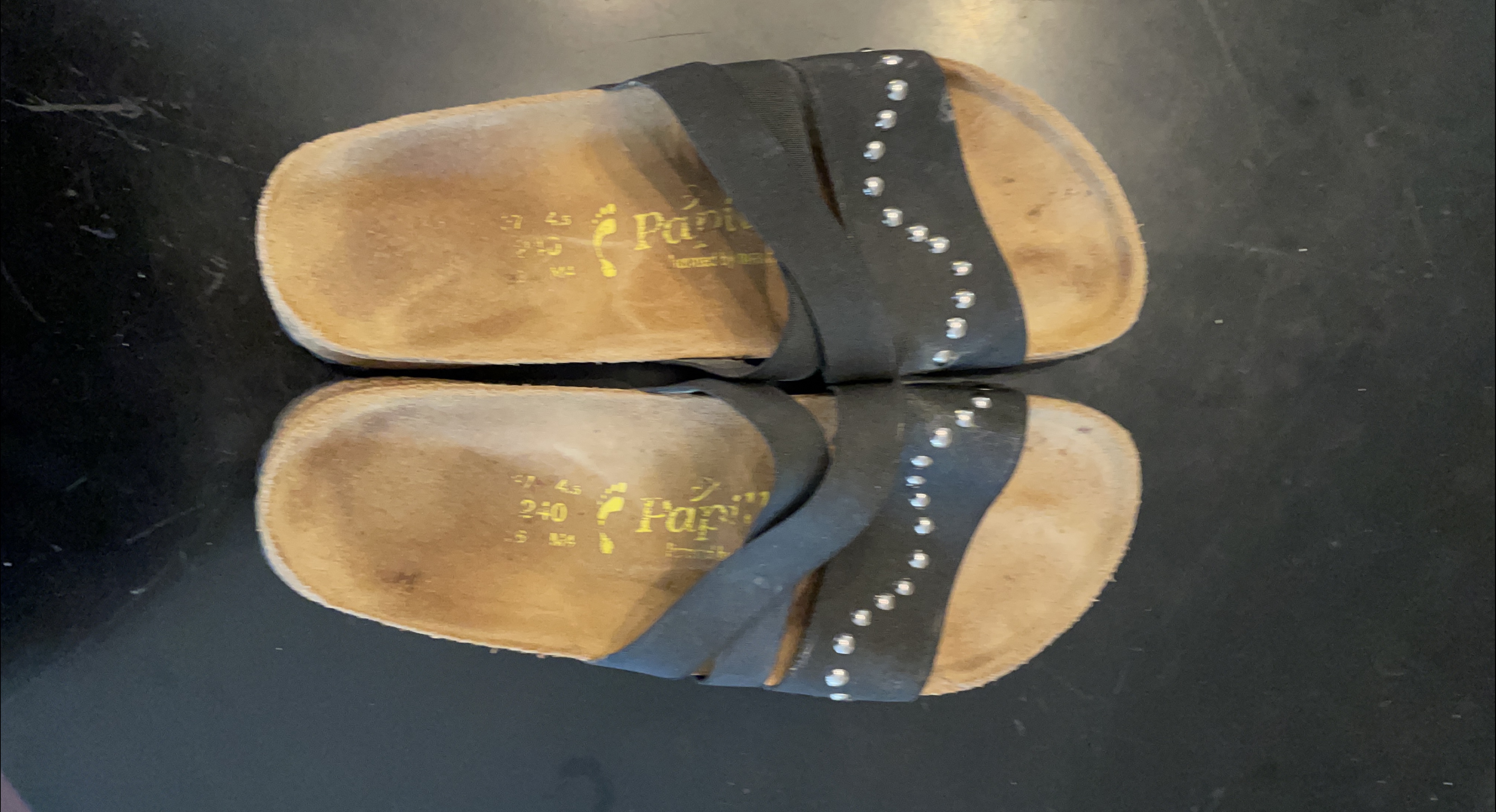 Papillio by Birkenstock Black Studded Slides - Size 7