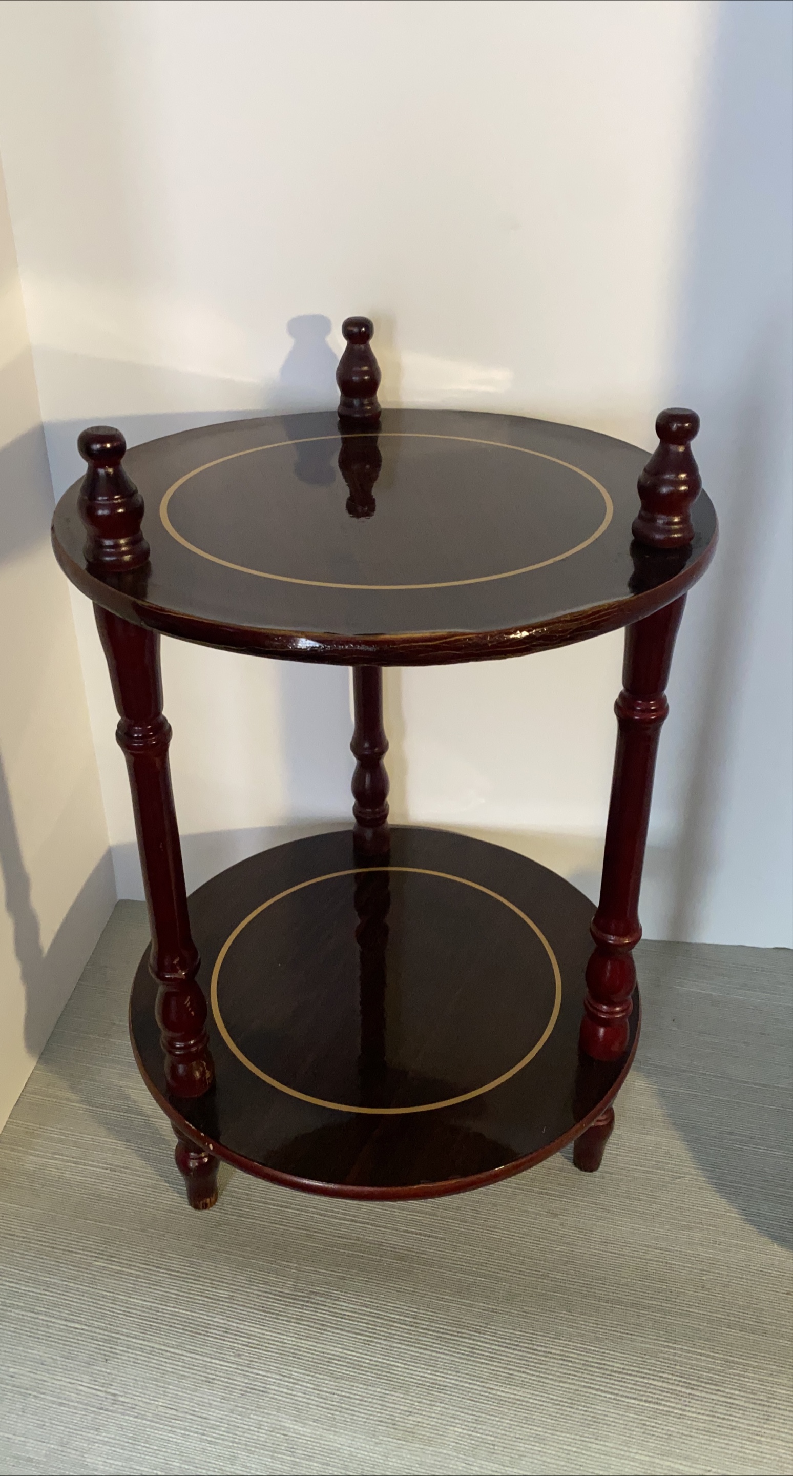 Round 2-Tier Mahogany Side Table/Plant Stand - photo 5