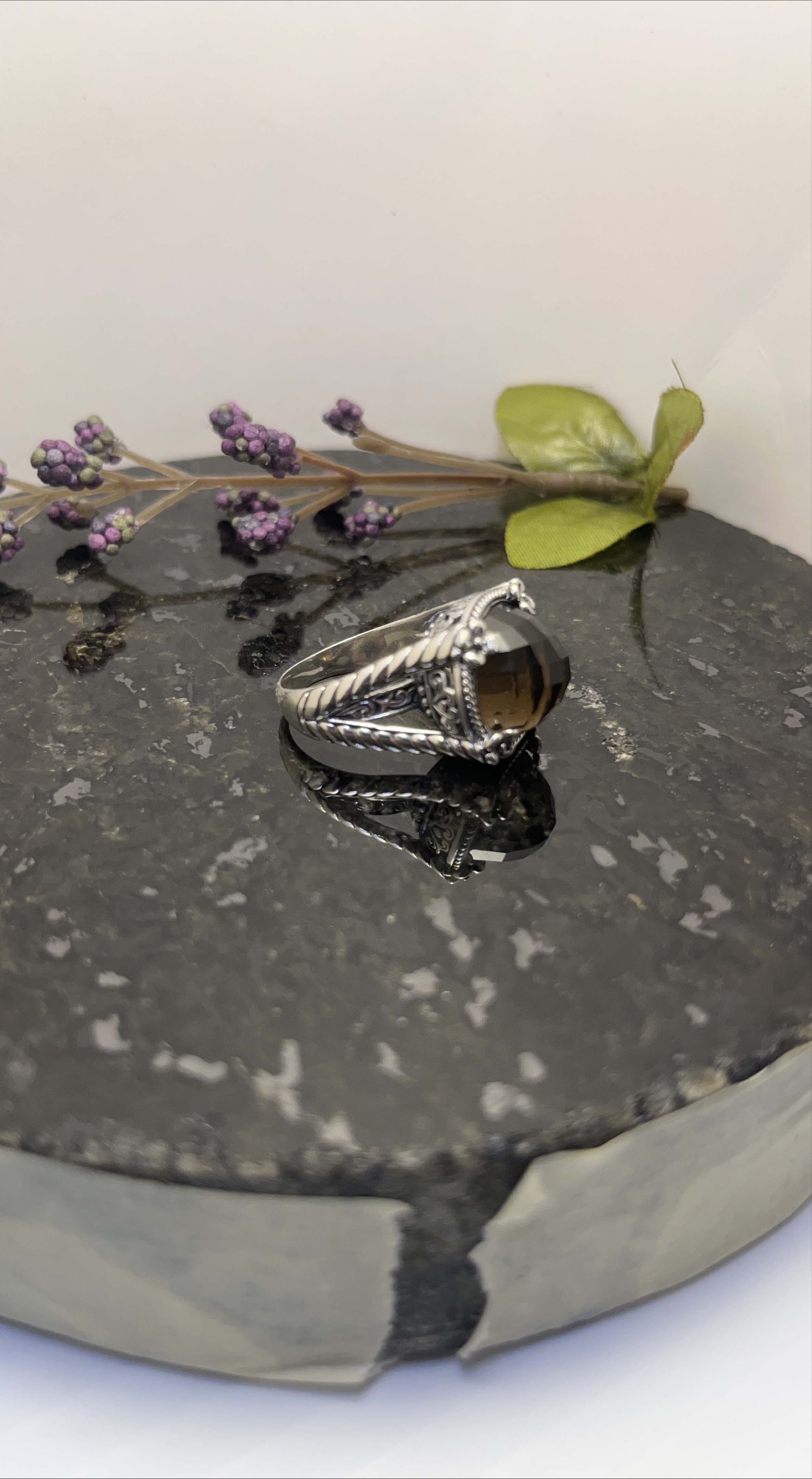 Sterling Silver Smokey Quartz Ring