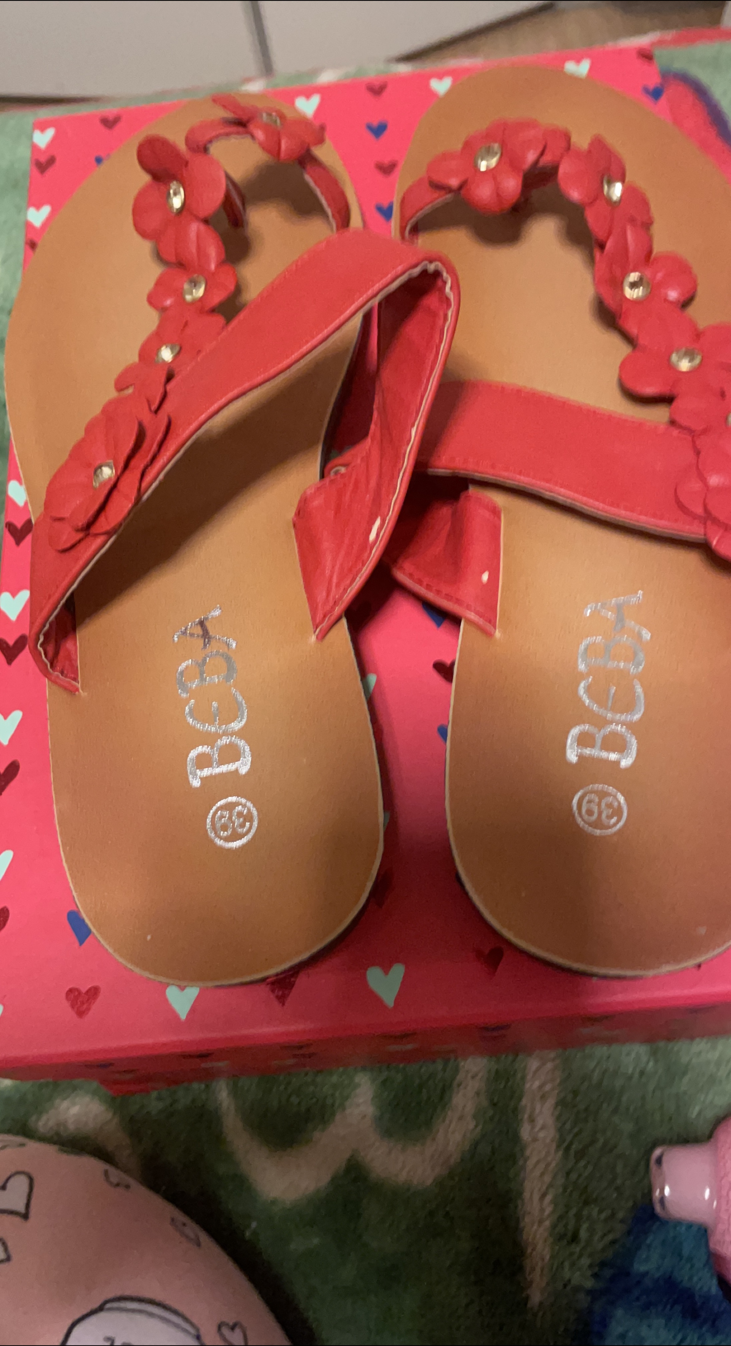 Beba Red Floral Sandals - Size 39