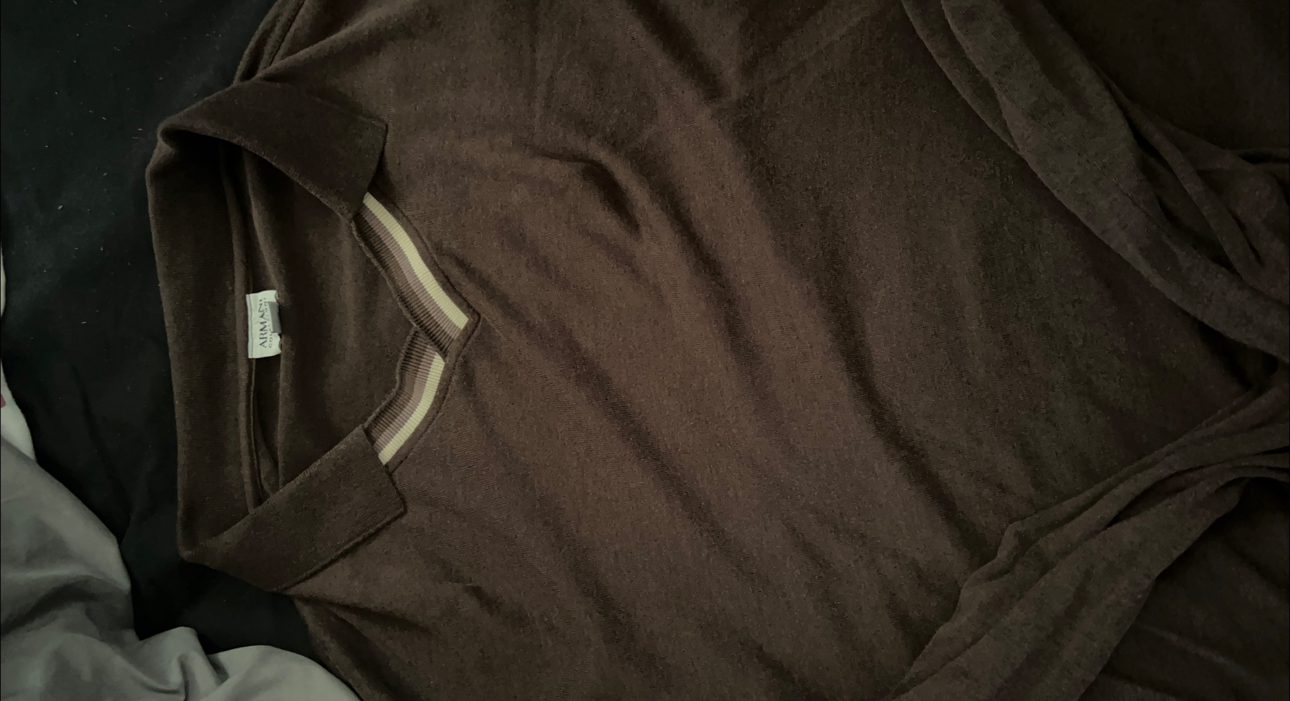 Armani Collezioni Brown Long Sleeve Polo - XL thumbnail