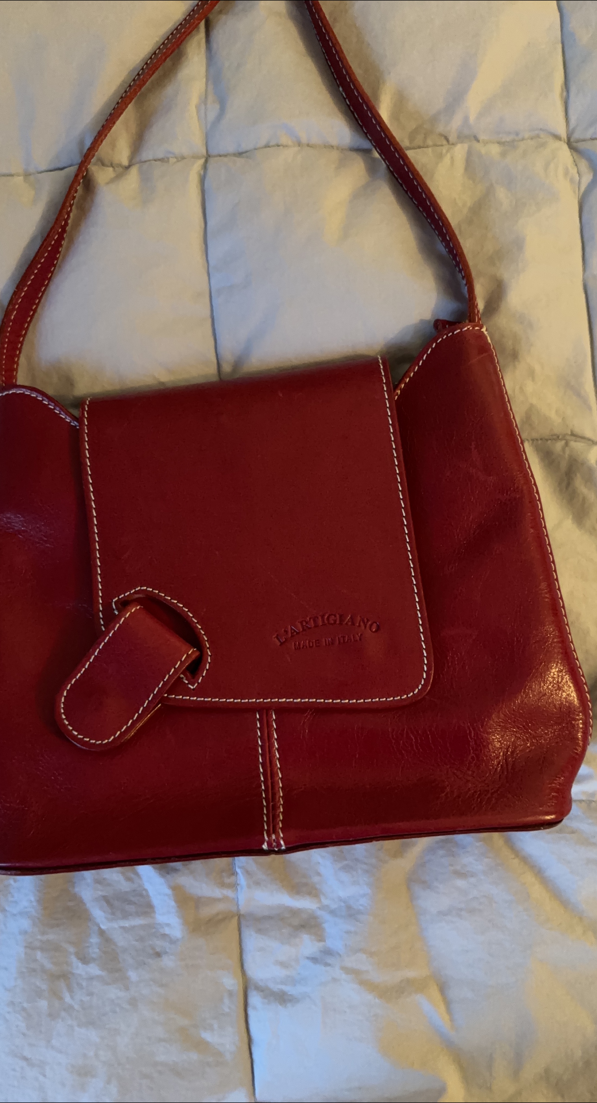 L'Artigiano Made in Italy Red Leather Handbag thumbnail
